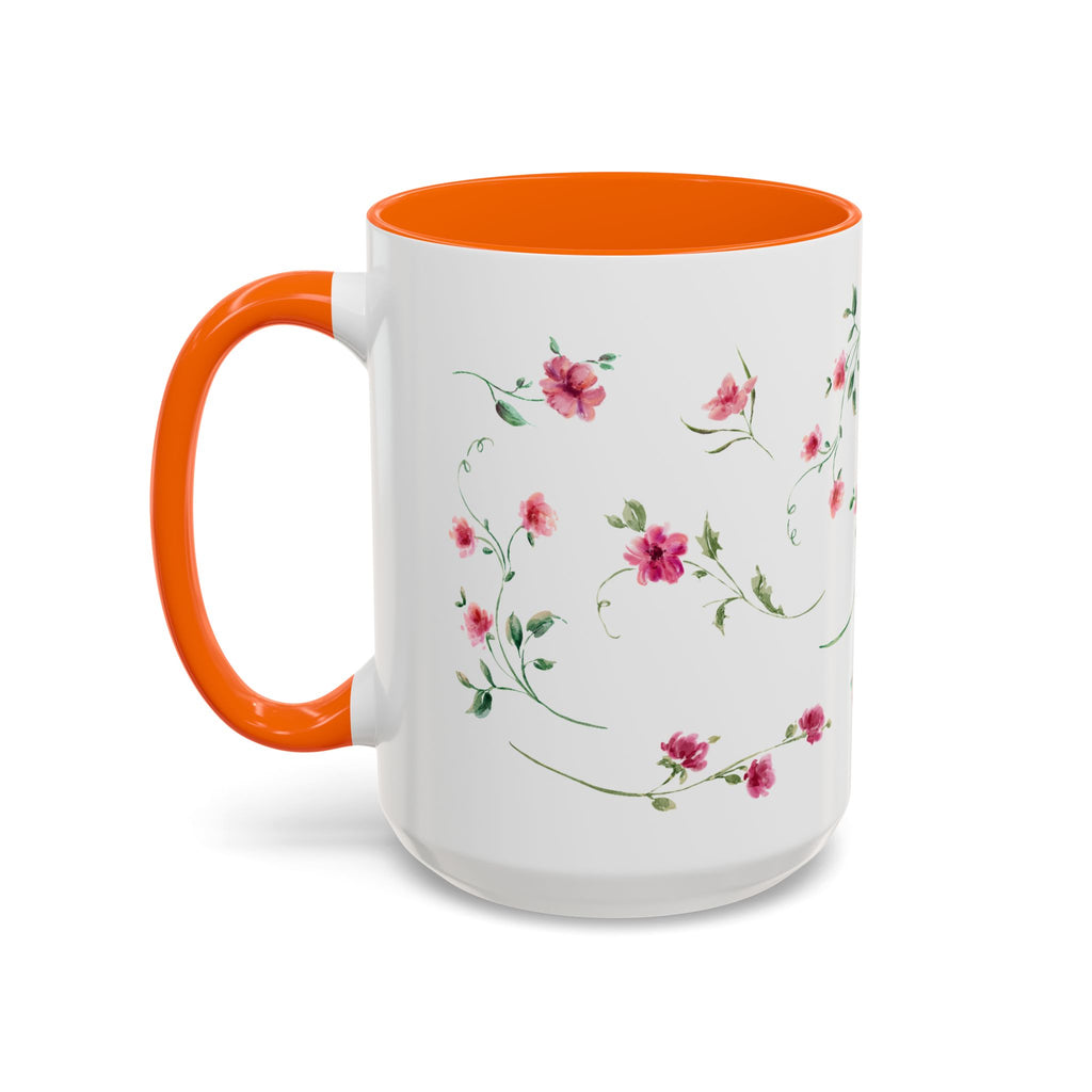 Floral Accent Coffee Mug – Pink Watercolor Blossoms (11/15oz)