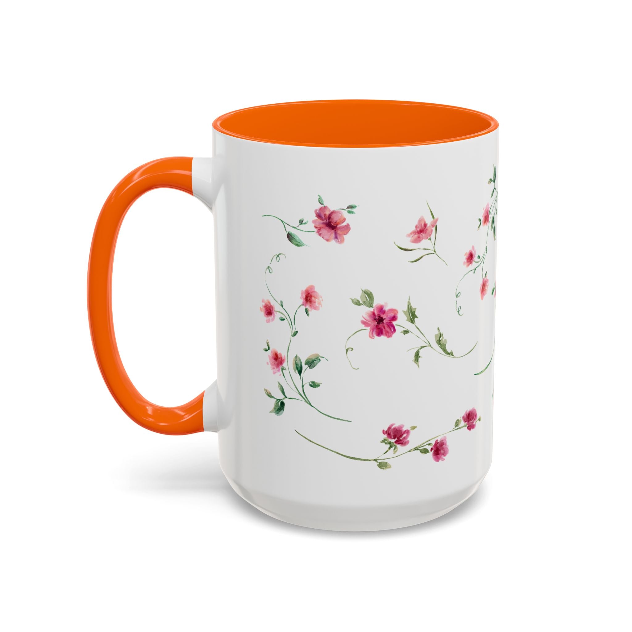 Floral Accent Coffee Mug – Pink Watercolor Blossoms (11/15oz)