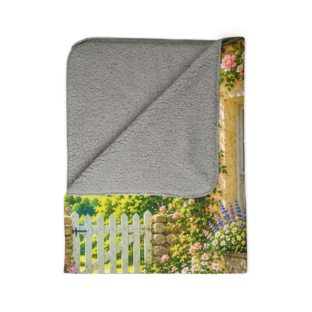 Bloom Where You’re Planted Sherpa Blanket — Cottage Garden Floral Fleece Throw