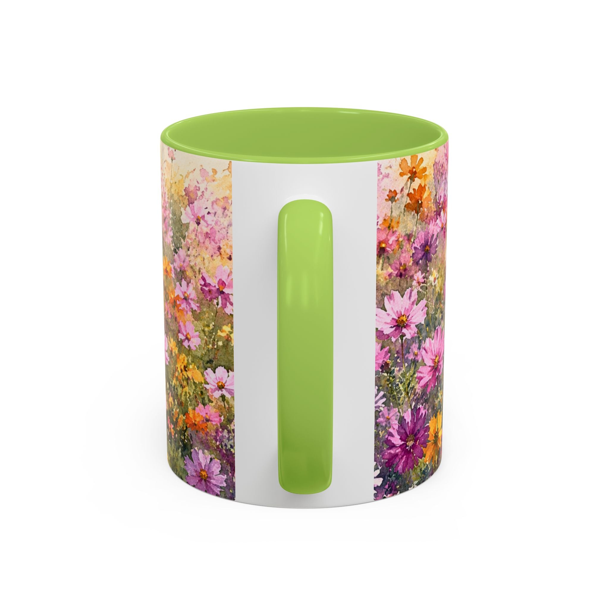 Floral Meadow Accent Coffee Mug — Pink Wildflower Ceramic Mug