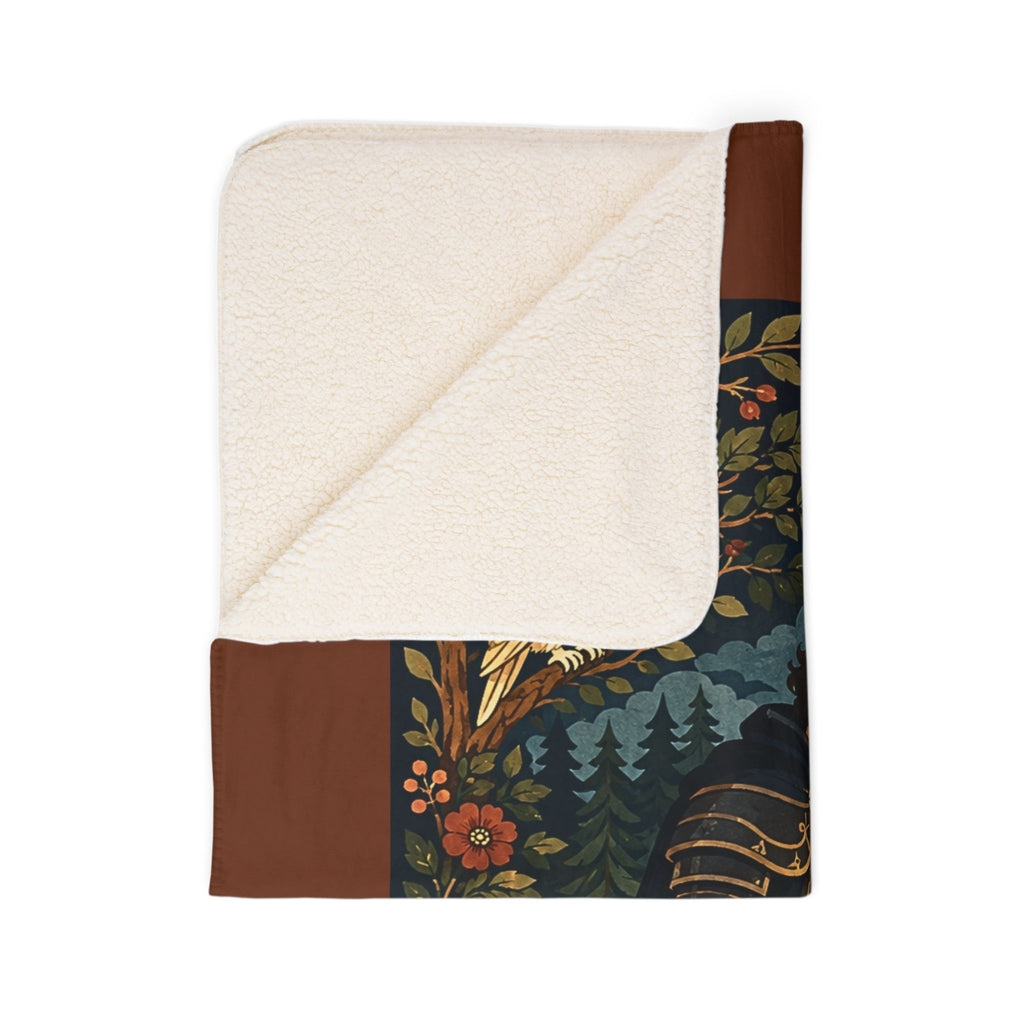 Romantic Medieval Couple Sherpa Blanket — Enchanted Forest Fleece Throw