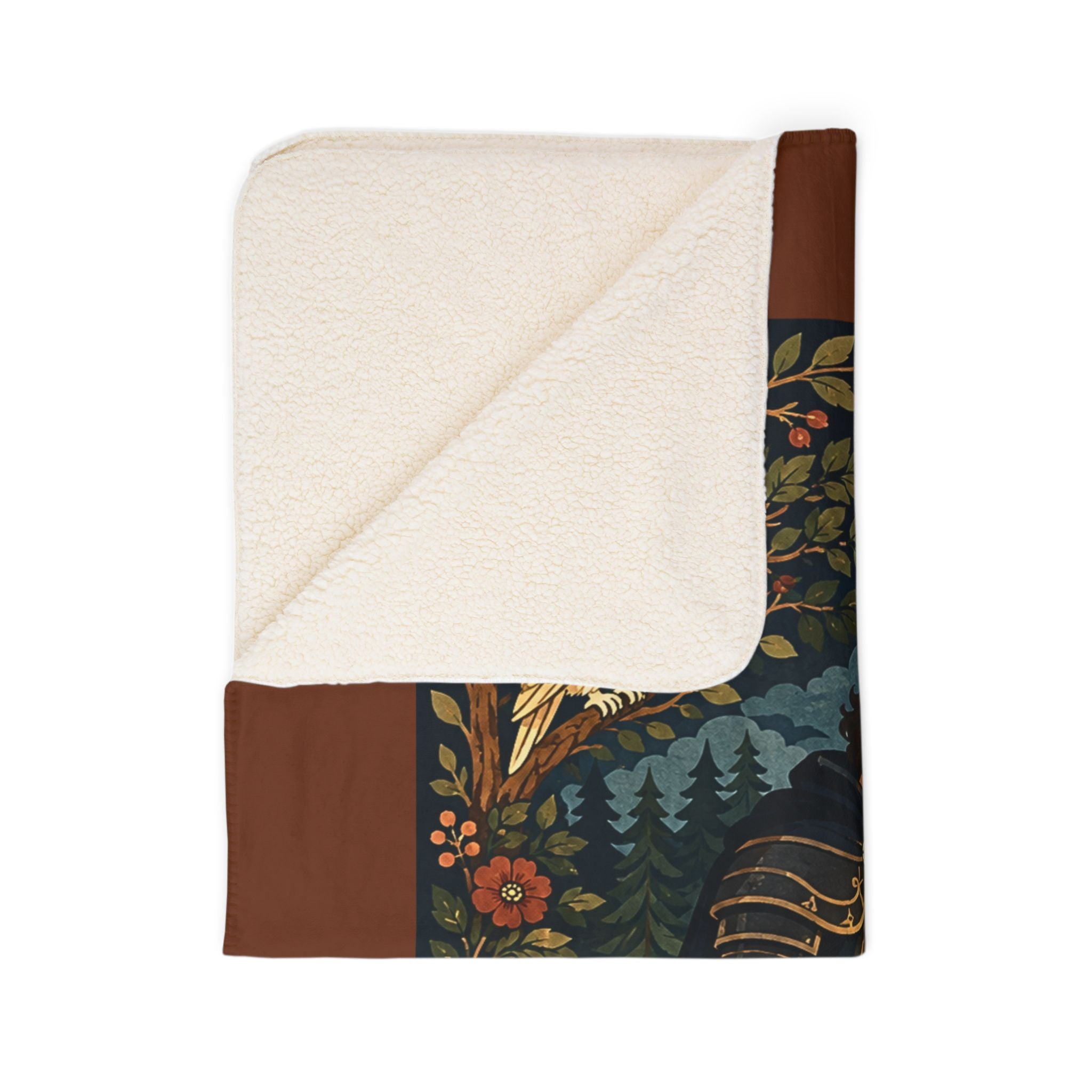 Romantic Medieval Couple Sherpa Blanket — Enchanted Forest Fleece Throw