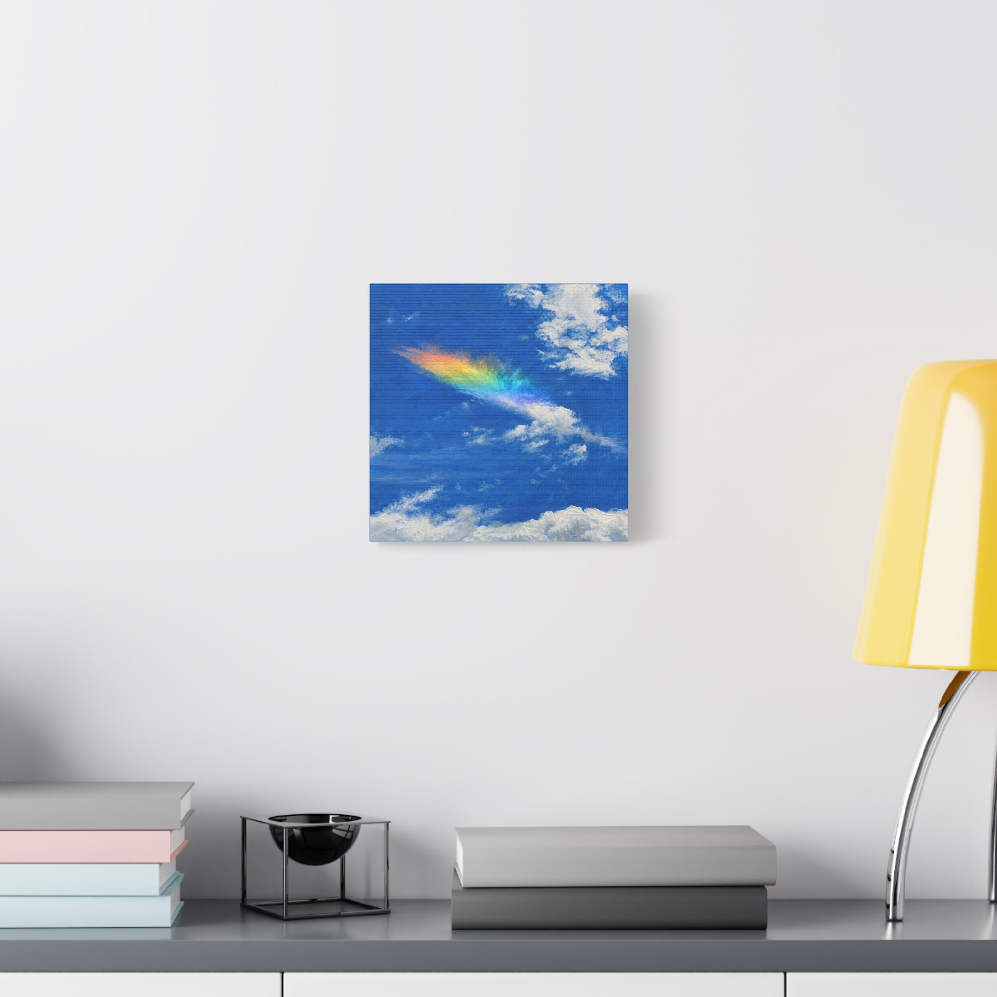 Rainbow Feather Cloud Matte Canvas Wall Art — Stretched Sky Landscape Print