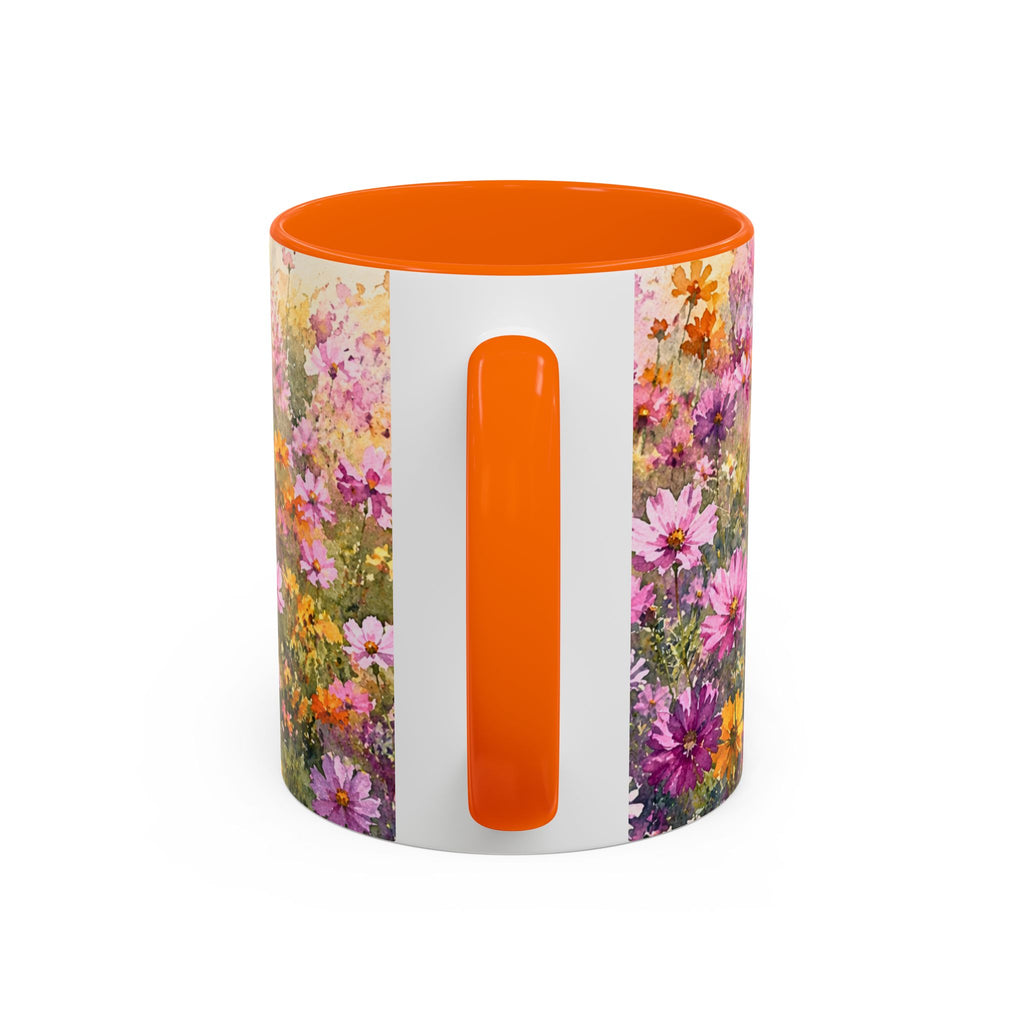 Floral Meadow Accent Coffee Mug — Pink Wildflower Ceramic Mug