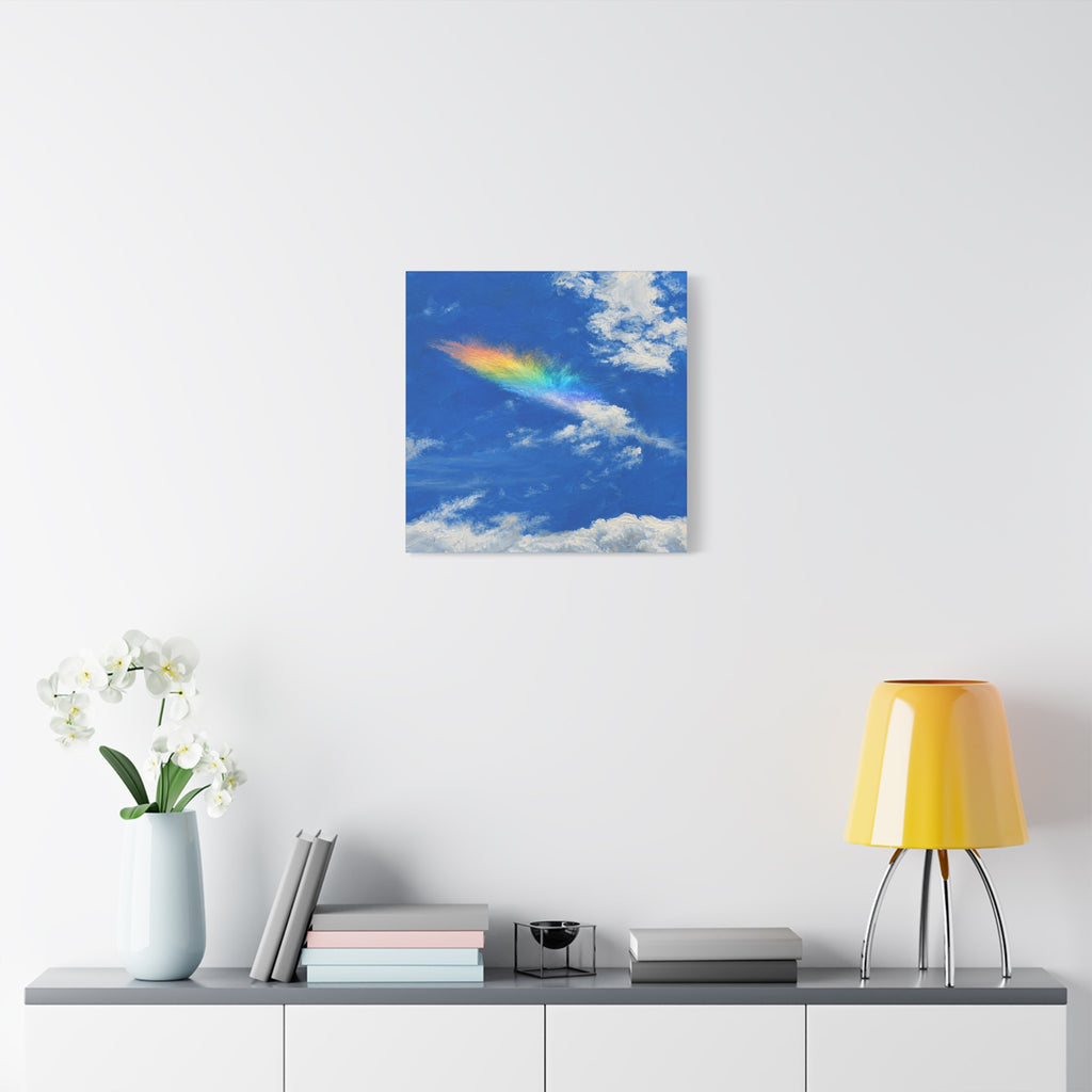 Rainbow Feather Cloud Matte Canvas Wall Art — Stretched Sky Landscape Print