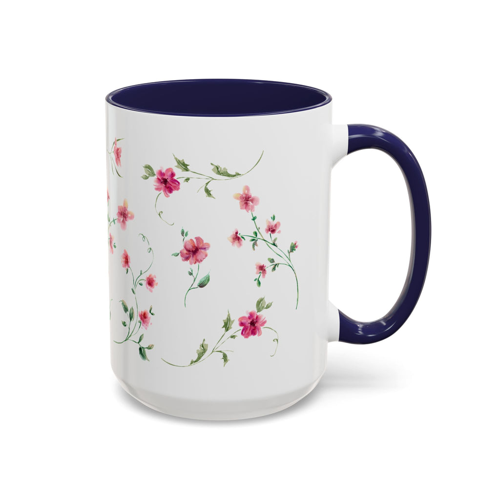 Floral Accent Coffee Mug – Pink Watercolor Blossoms (11/15oz)