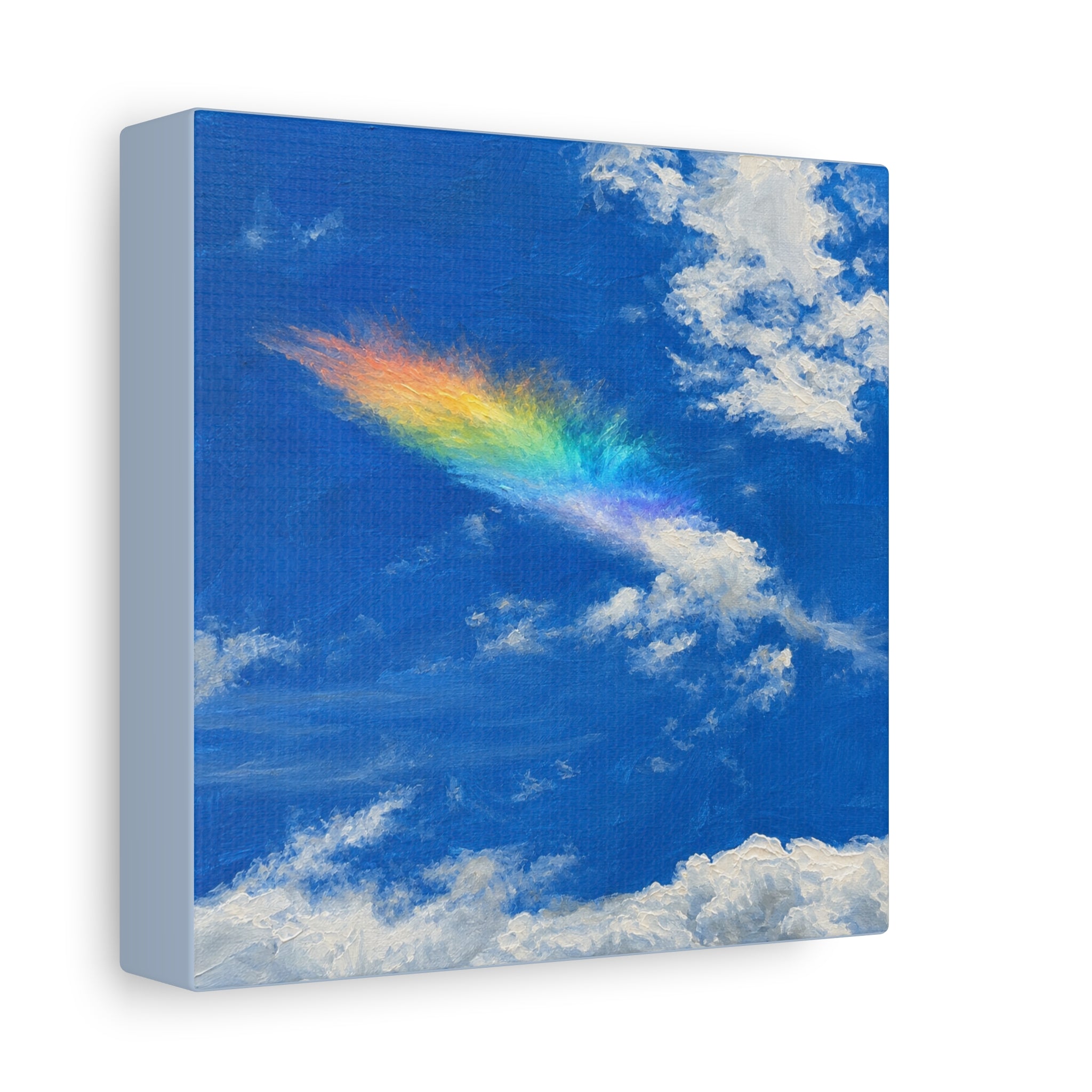Rainbow Feather Cloud Matte Canvas Wall Art — Stretched Sky Landscape Print