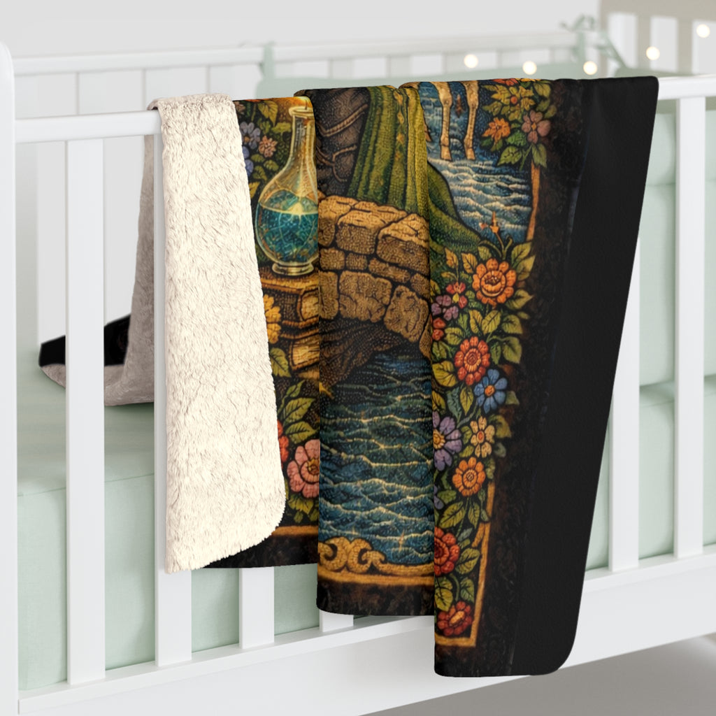 Medieval Romance Sherpa Blanket — Knight & Maiden Fantasy Fleece Throw