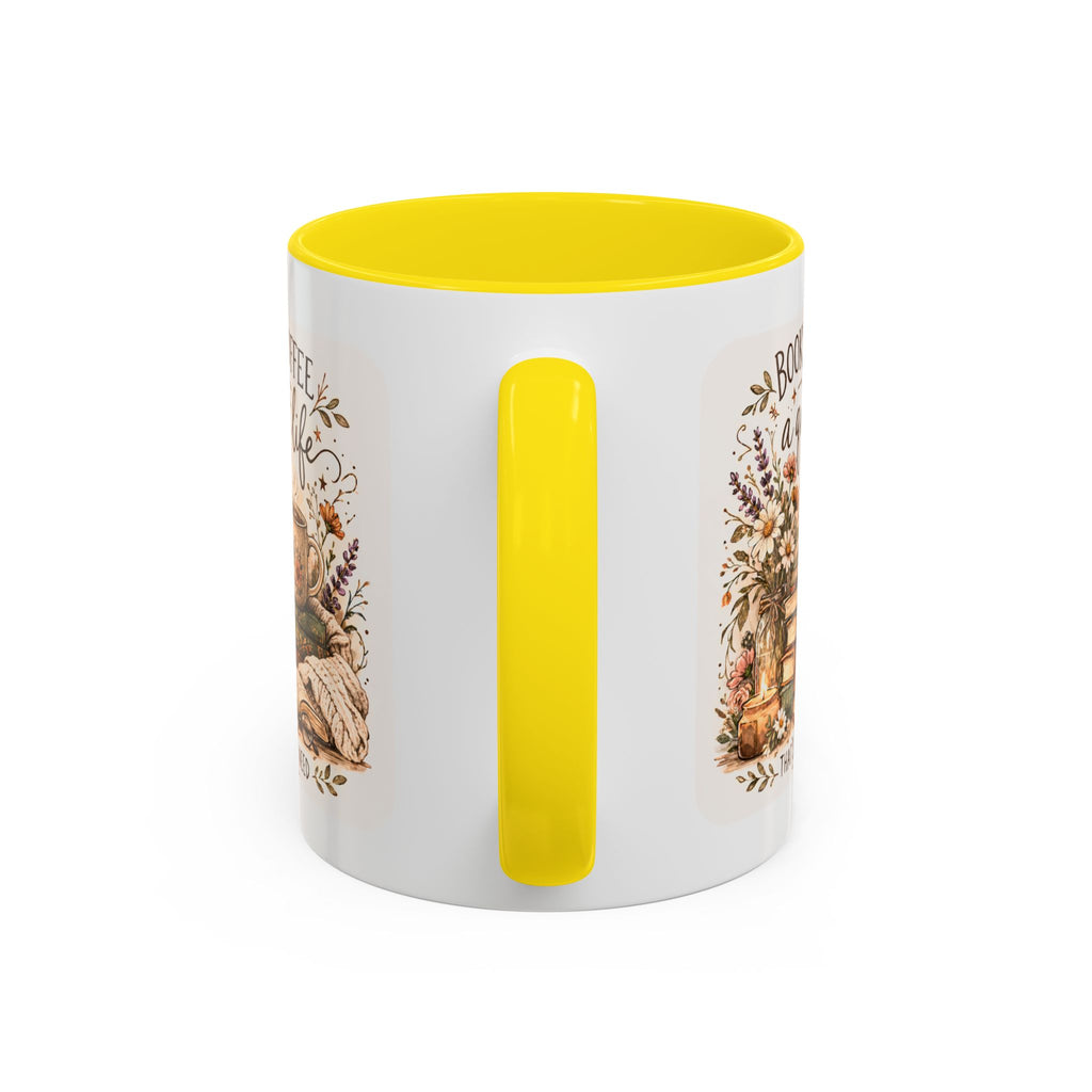 Books, Coffee & A Quiet Life Accent Coffee Mug — Cozy Literary Tea Cup (11/15oz)