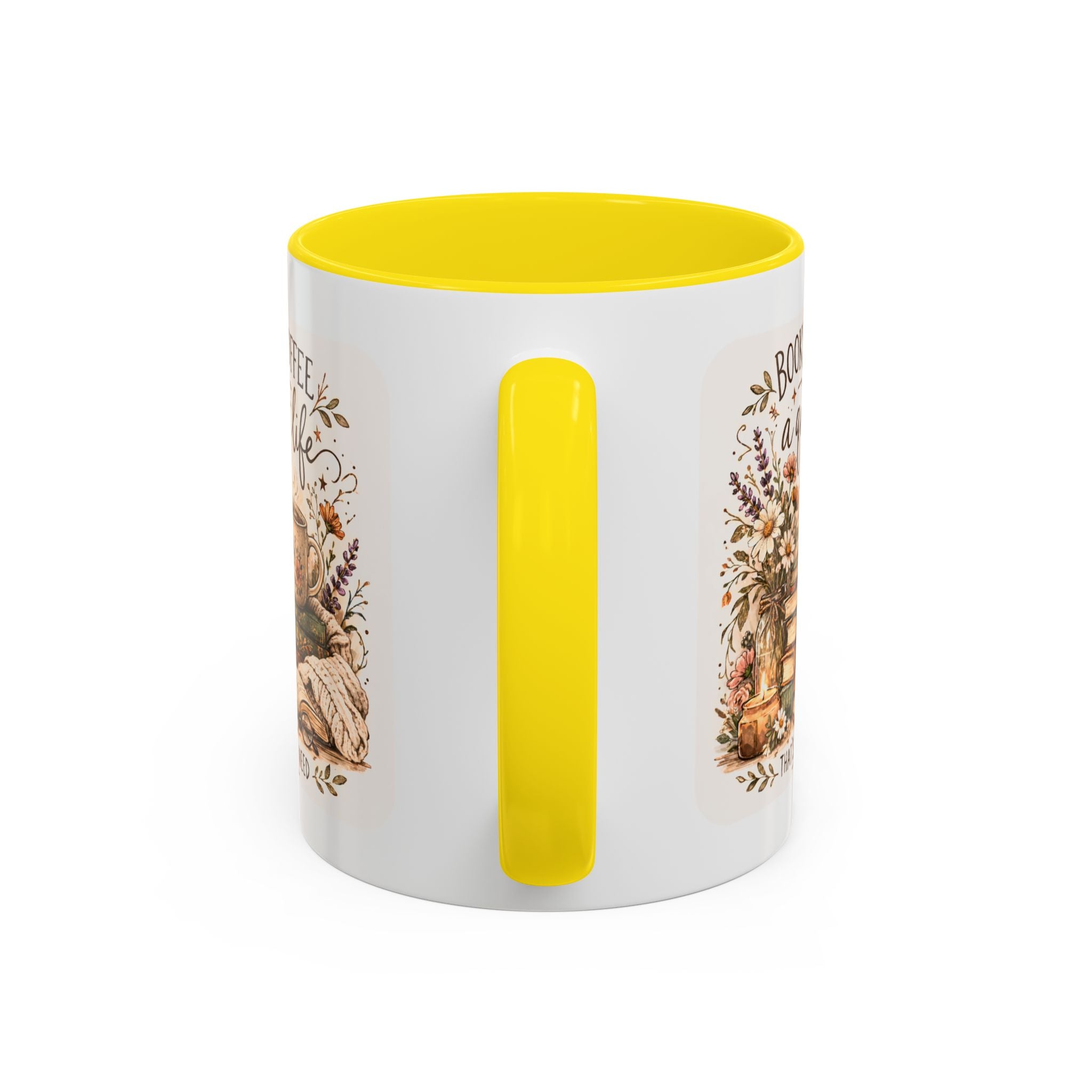 Books, Coffee & A Quiet Life Accent Coffee Mug — Cozy Literary Tea Cup (11/15oz)