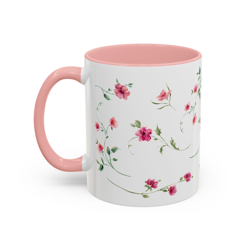 Floral Accent Coffee Mug – Pink Watercolor Blossoms (11/15oz)