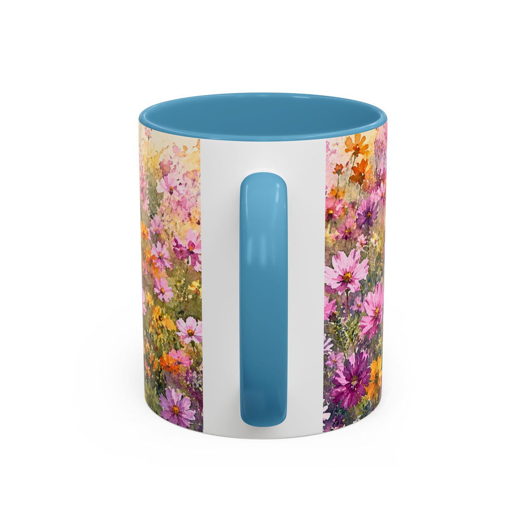 Floral Meadow Accent Coffee Mug — Pink Wildflower Ceramic Mug