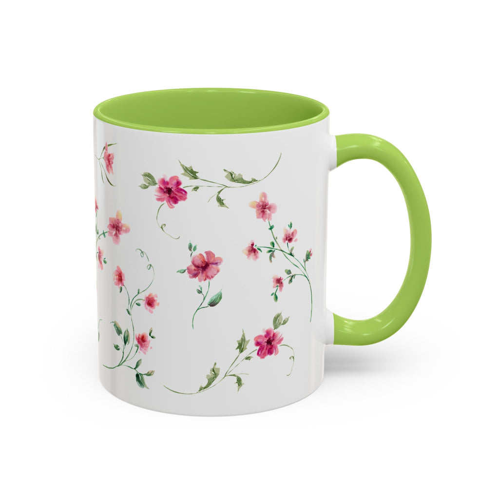 Floral Accent Coffee Mug – Pink Watercolor Blossoms (11/15oz)