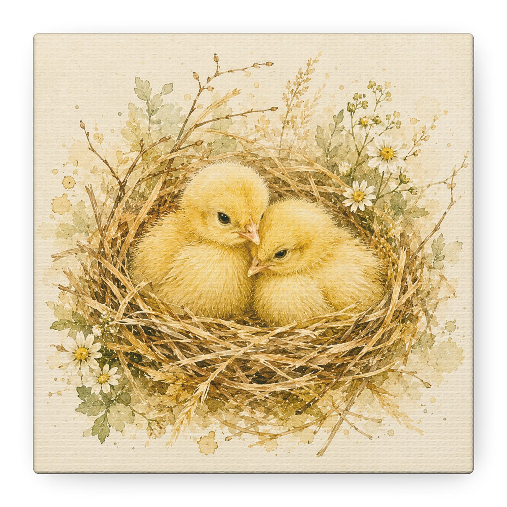 Chick Nest Canvas — Vintage Baby Chicks Wall Art