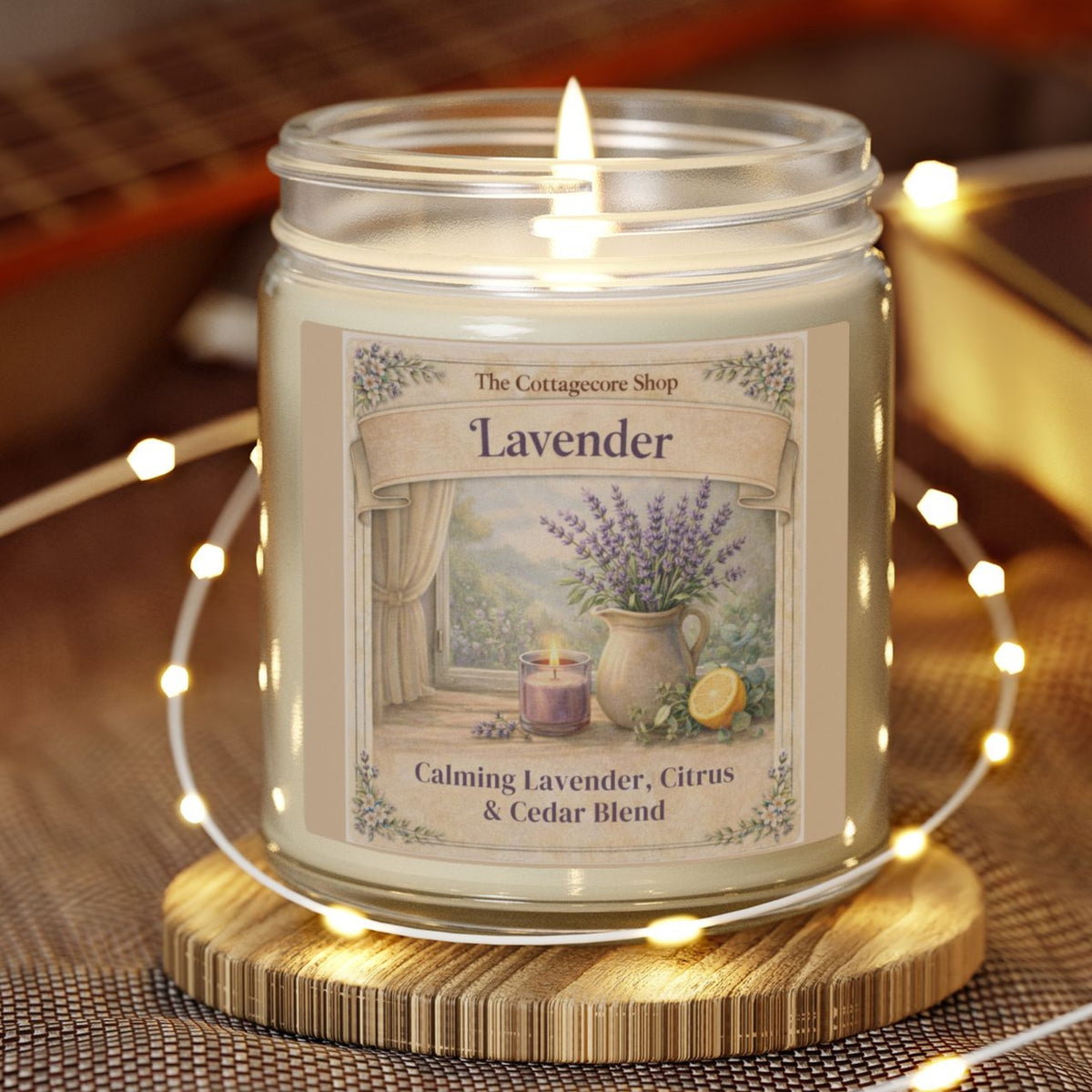 Lavender Scented Candle — Coconut Apricot Wax (4oz & 9oz)