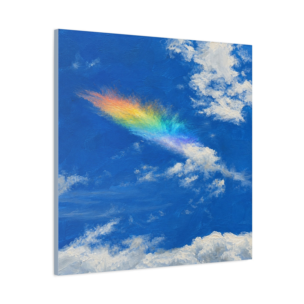 Rainbow Feather Cloud Matte Canvas Wall Art — Stretched Sky Landscape Print