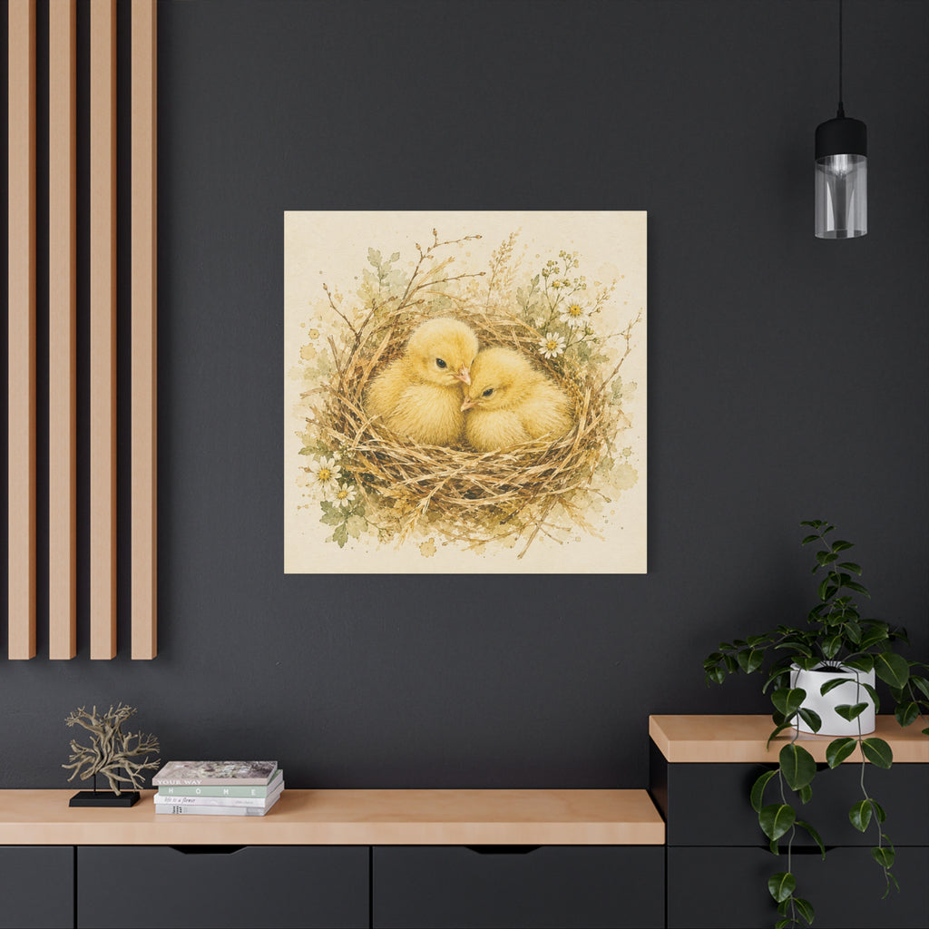 Chick Nest Canvas — Vintage Baby Chicks Wall Art
