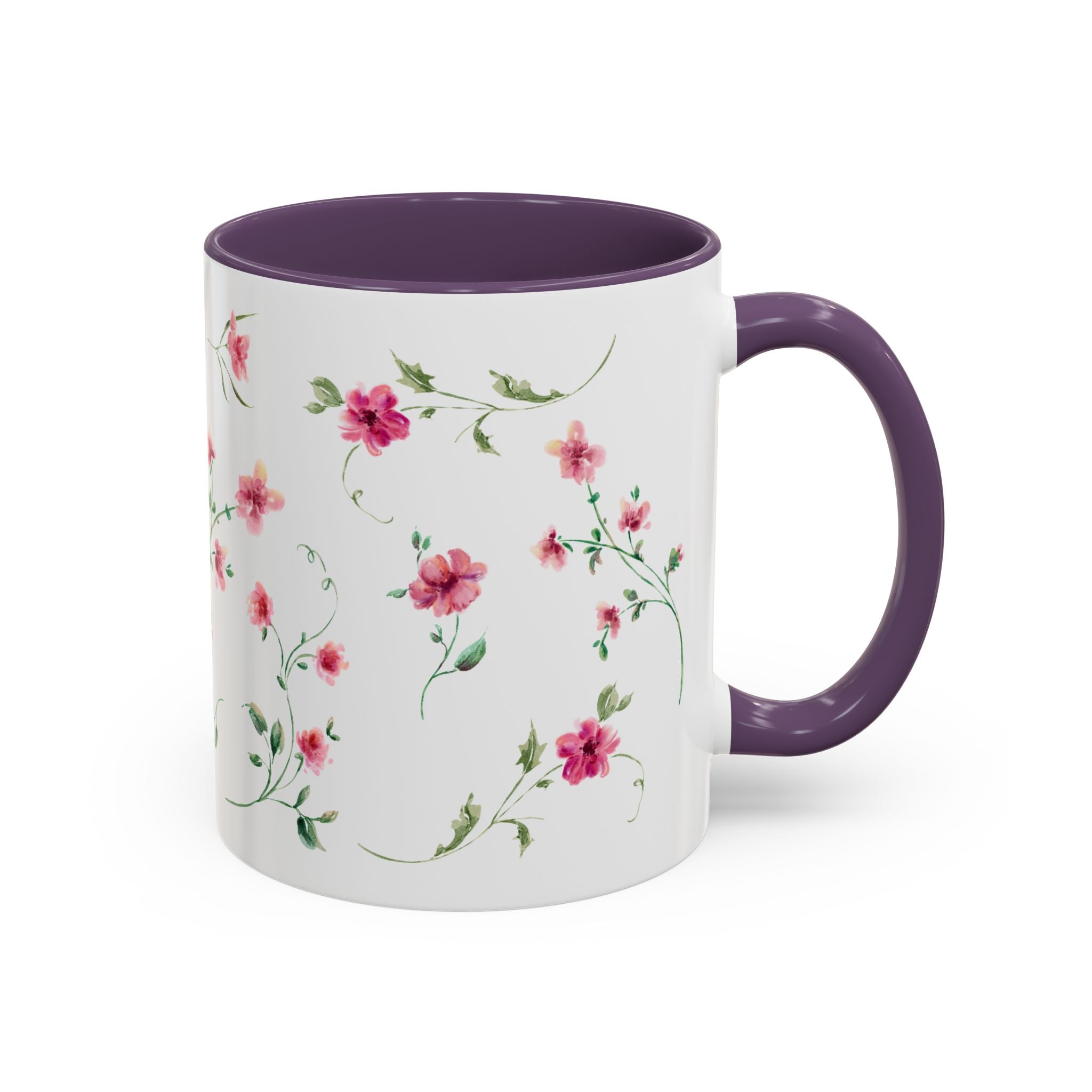 Floral Accent Coffee Mug – Pink Watercolor Blossoms (11/15oz)