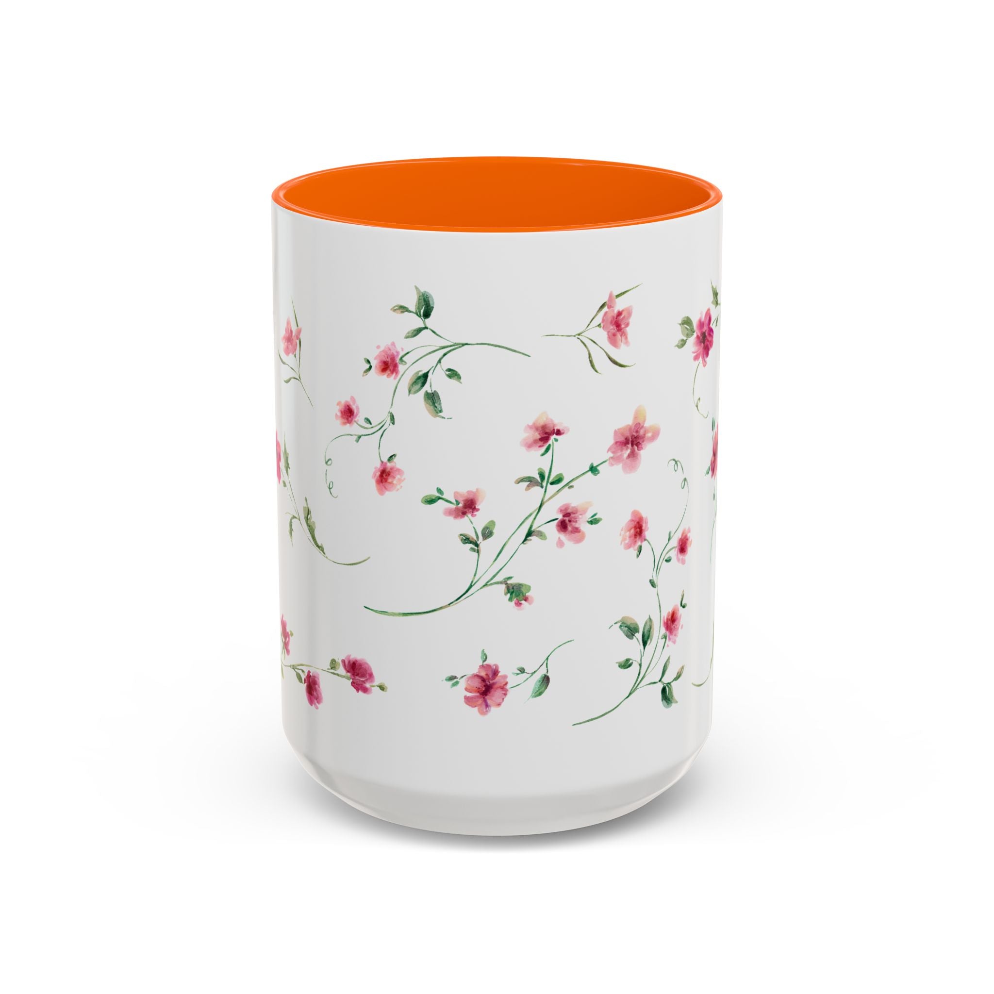 Floral Accent Coffee Mug – Pink Watercolor Blossoms (11/15oz)