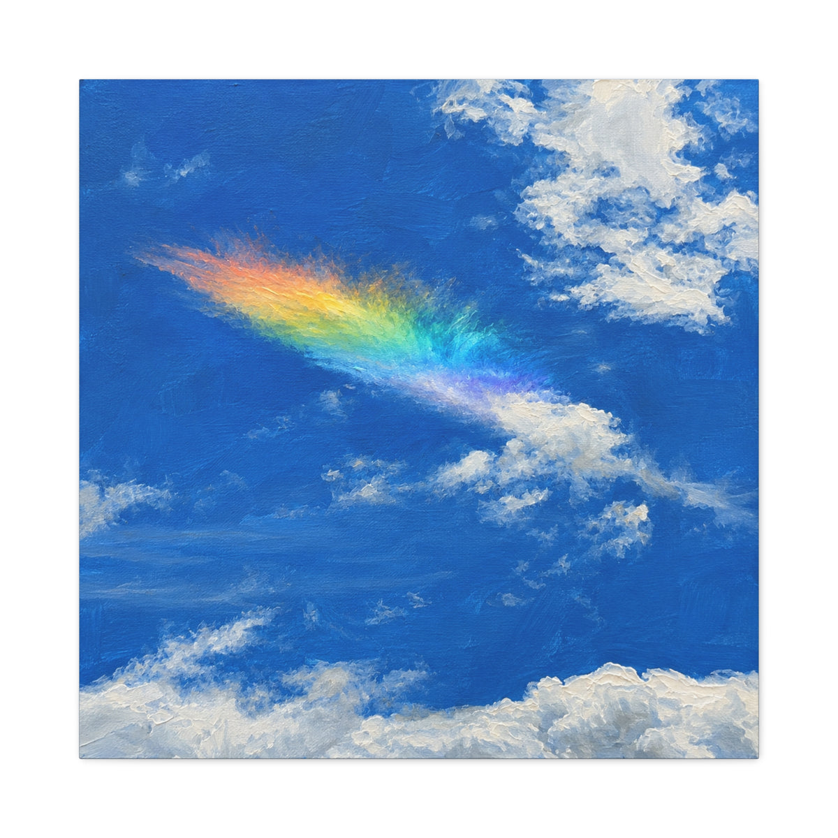 Rainbow Feather Cloud Matte Canvas Wall Art — Stretched Sky Landscape Print