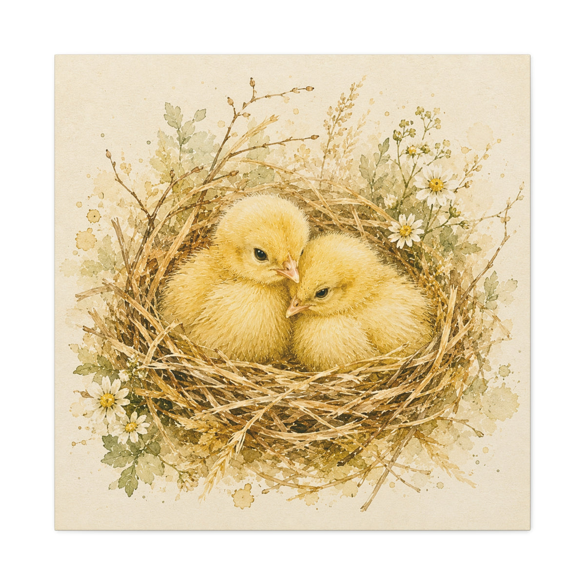 Chick Nest Canvas — Vintage Baby Chicks Wall Art