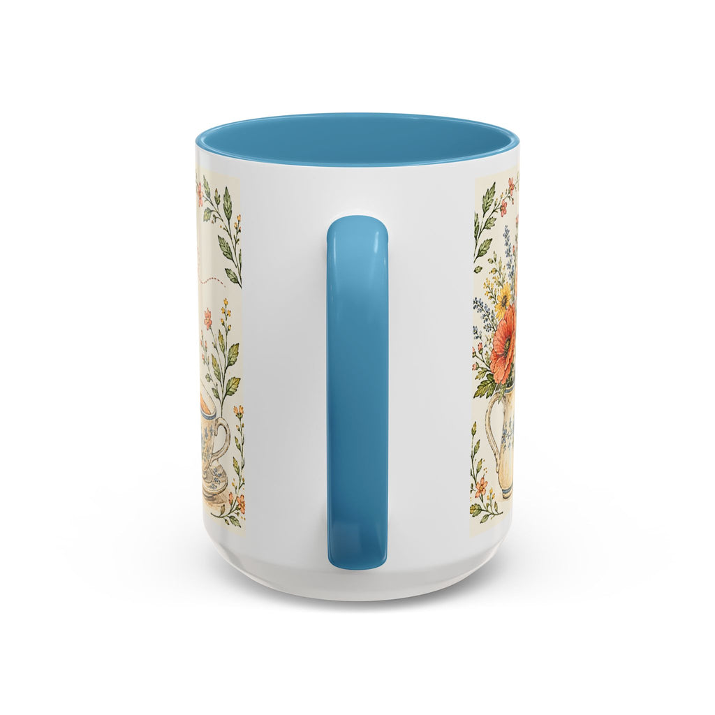 Slow Living Coffee Mug — "soft days, simple joys" Floral Accent Mug