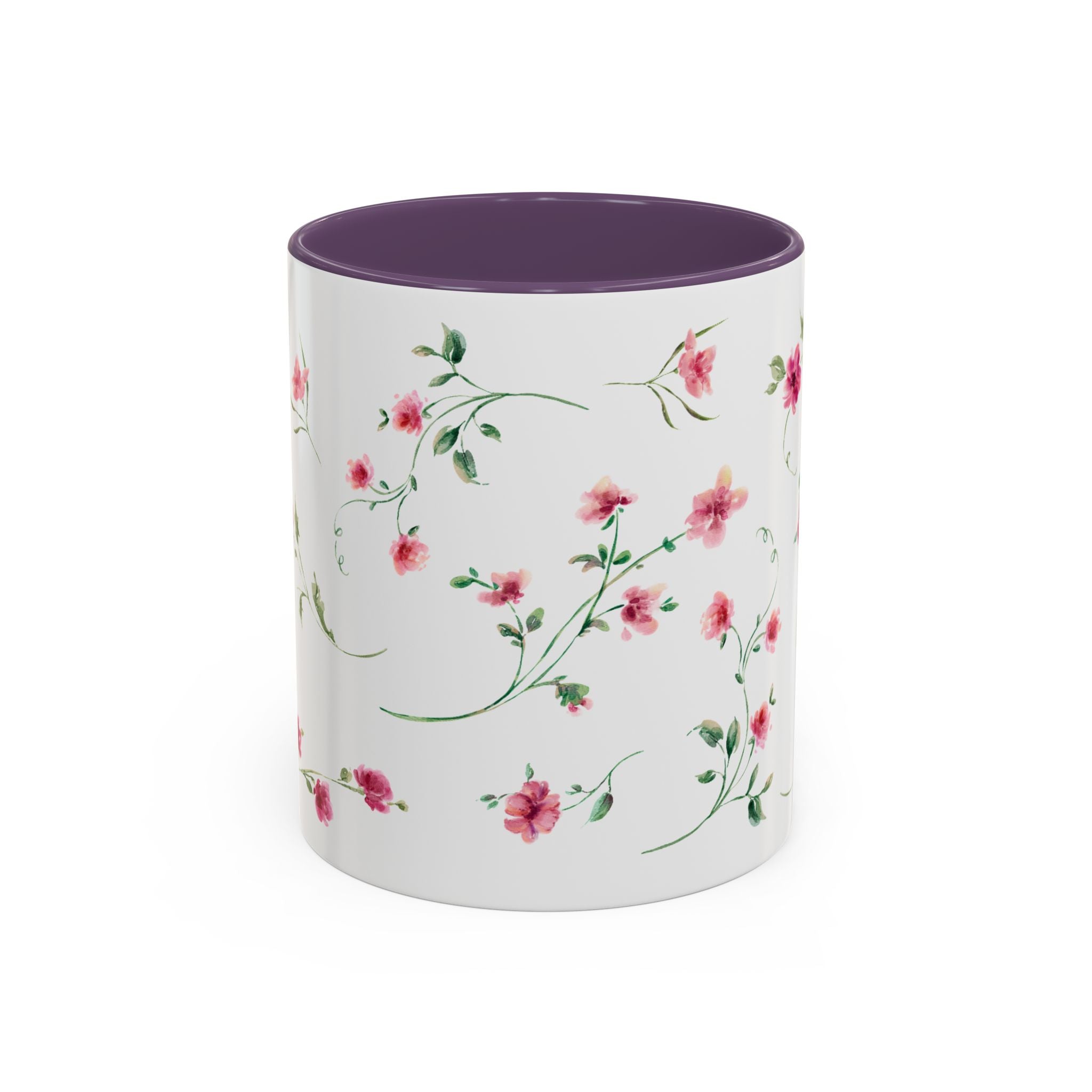 Floral Accent Coffee Mug – Pink Watercolor Blossoms (11/15oz)