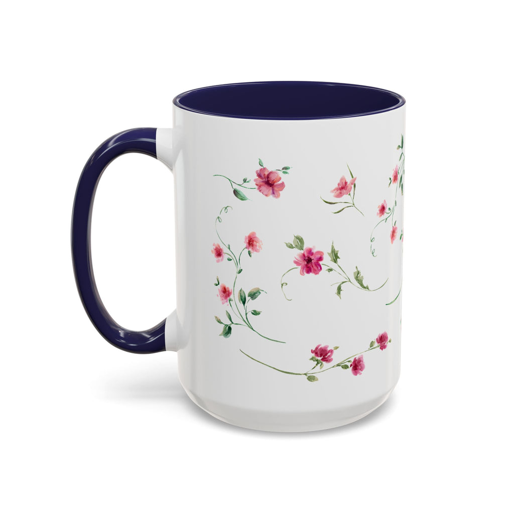 Floral Accent Coffee Mug – Pink Watercolor Blossoms (11/15oz)