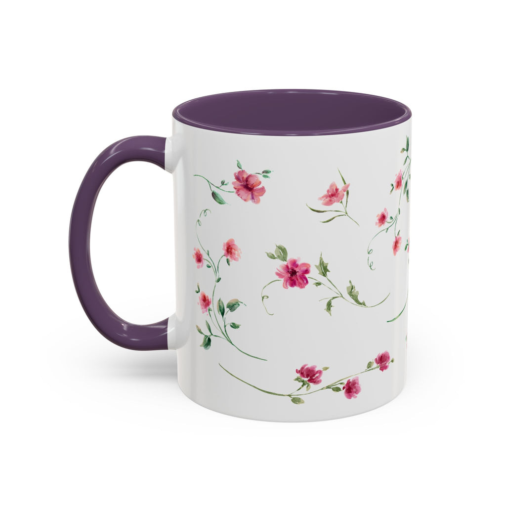 Floral Accent Coffee Mug – Pink Watercolor Blossoms (11/15oz)