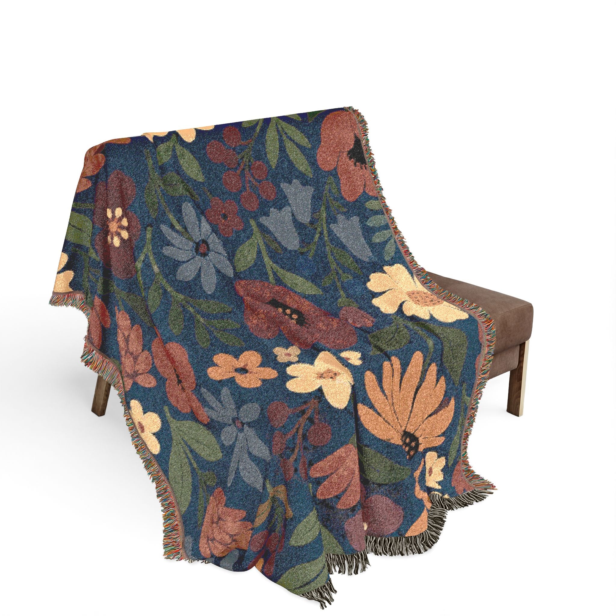 Floral Woven Blanket — Vintage Garden Throw Blanket