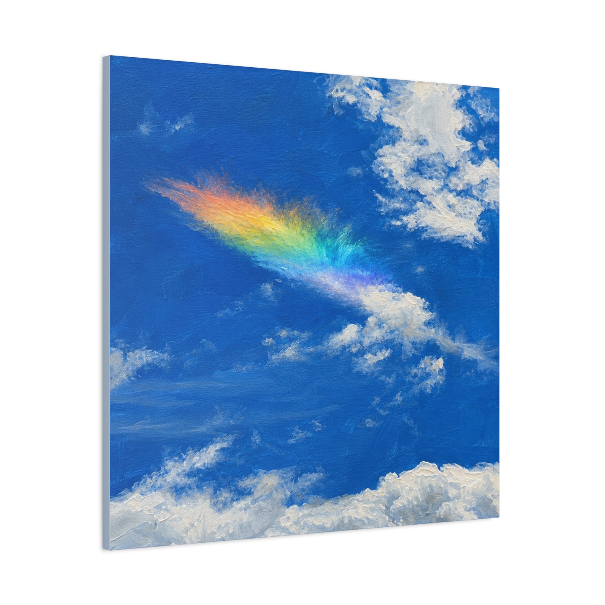 Rainbow Feather Cloud Matte Canvas Wall Art — Stretched Sky Landscape Print
