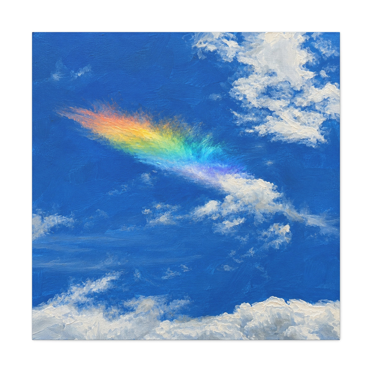 Rainbow Feather Cloud Matte Canvas Wall Art — Stretched Sky Landscape Print