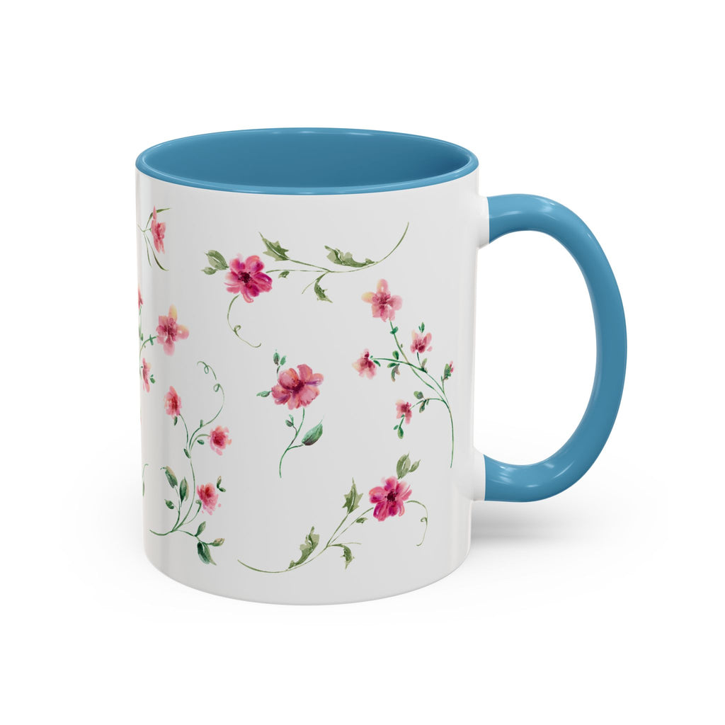 Floral Accent Coffee Mug – Pink Watercolor Blossoms (11/15oz)