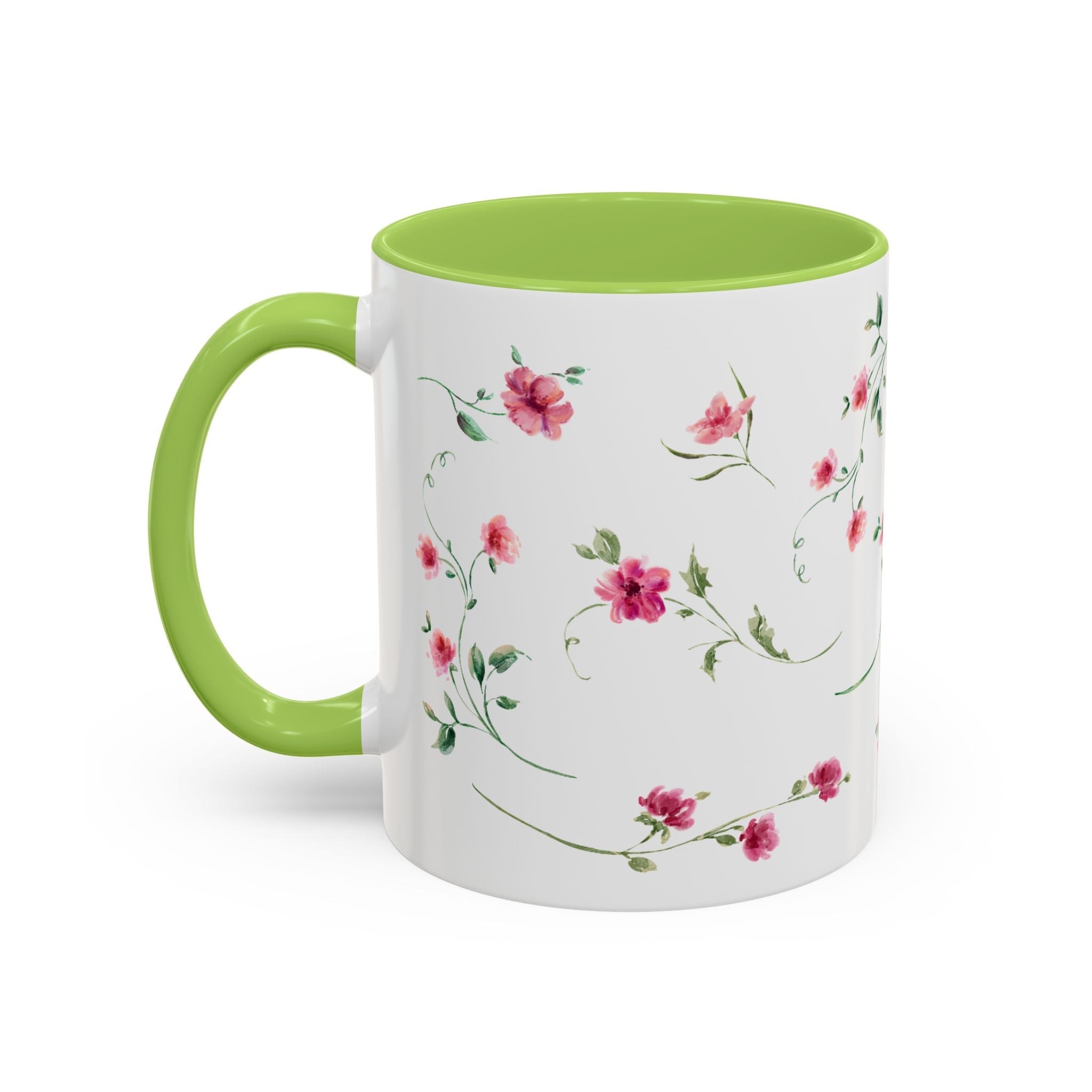 Floral Accent Coffee Mug – Pink Watercolor Blossoms (11/15oz)