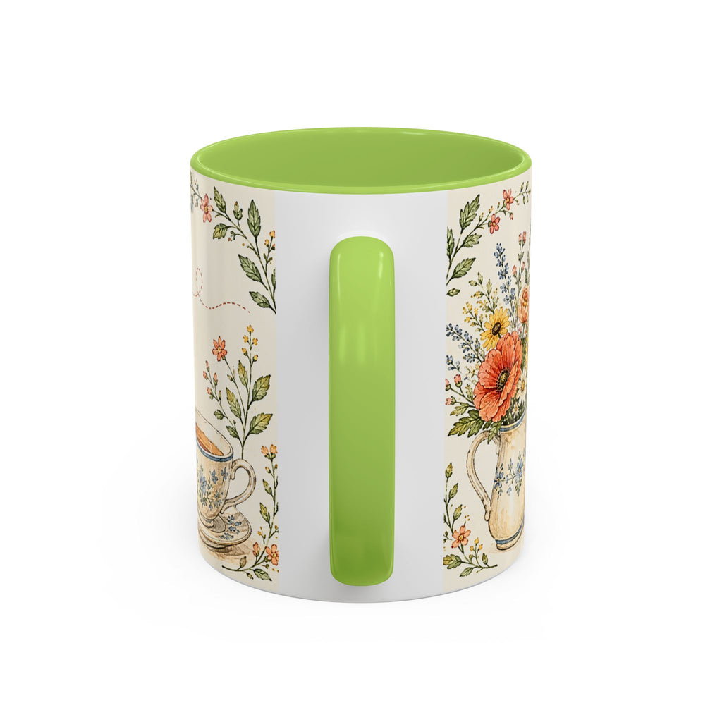 Slow Living Coffee Mug — "soft days, simple joys" Floral Accent Mug