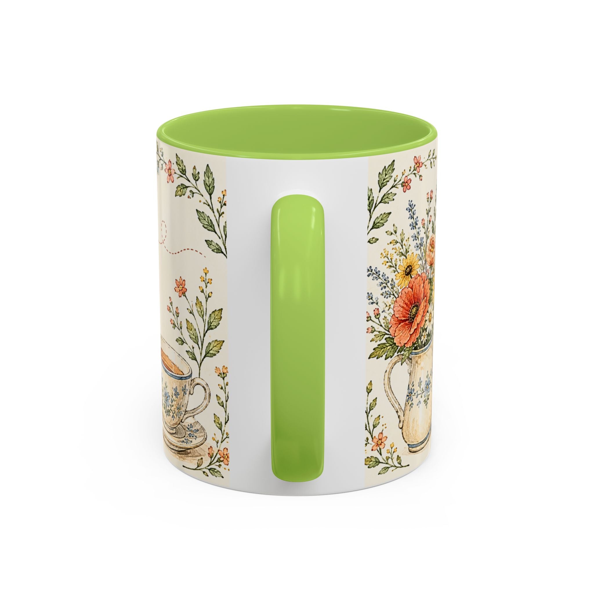 Slow Living Coffee Mug — "soft days, simple joys" Floral Accent Mug