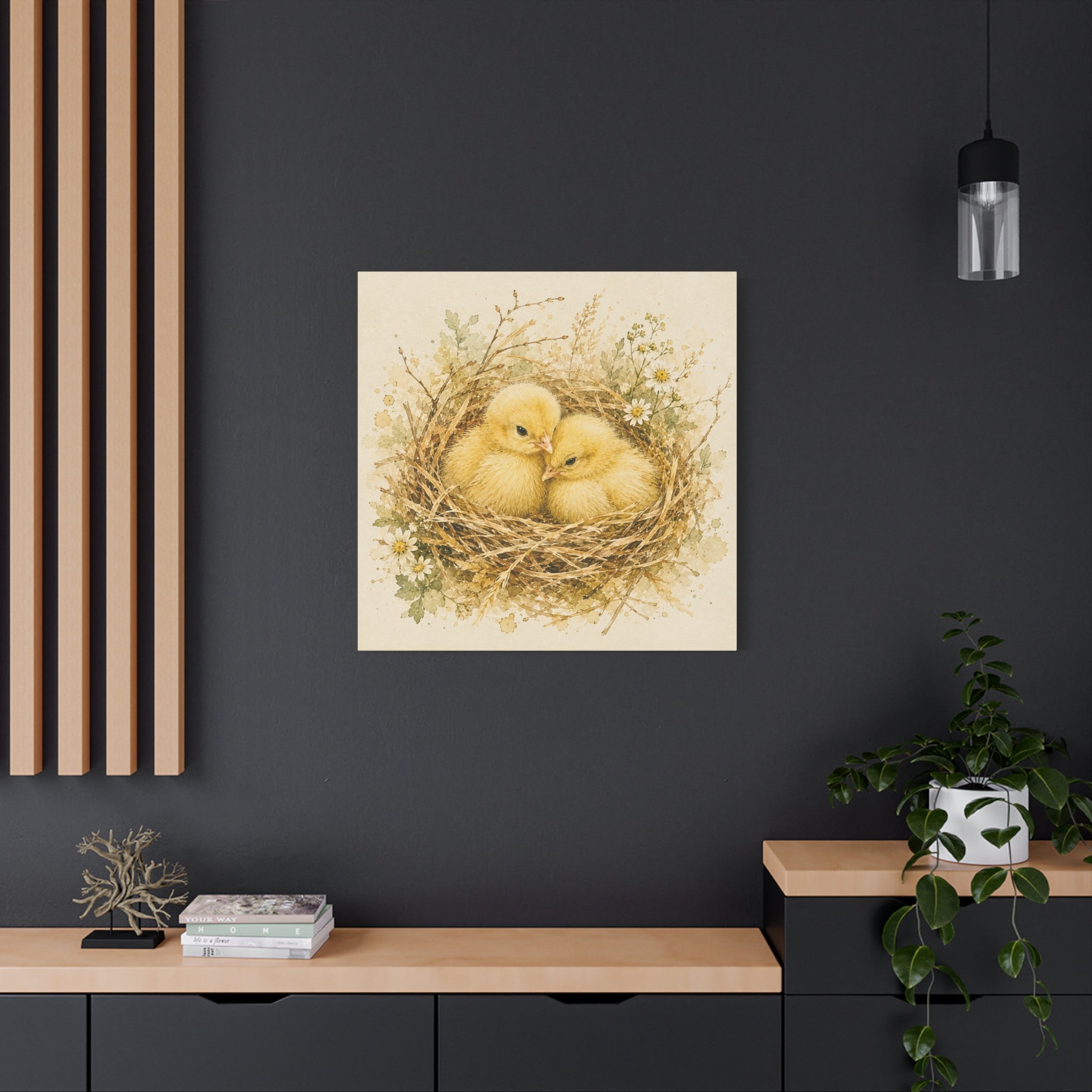 Chick Nest Canvas — Vintage Baby Chicks Wall Art