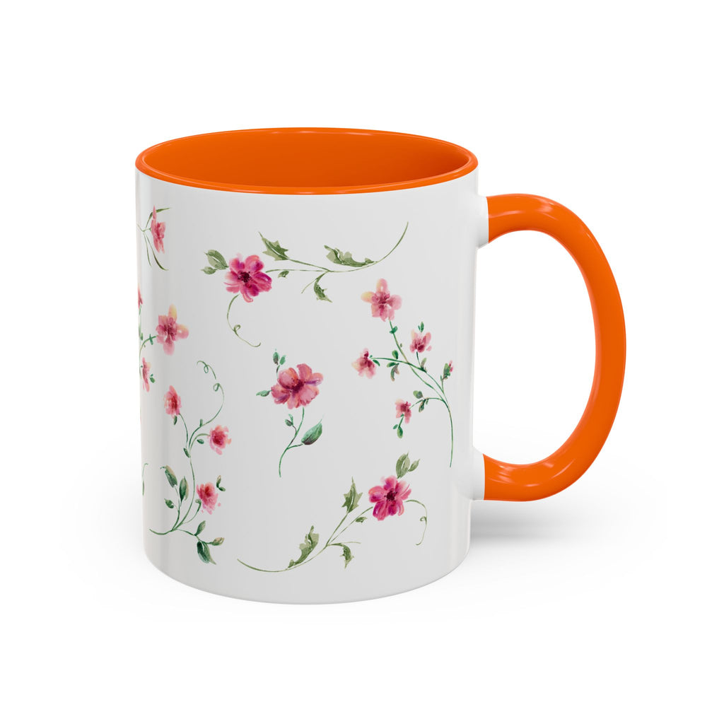 Floral Accent Coffee Mug – Pink Watercolor Blossoms (11/15oz)
