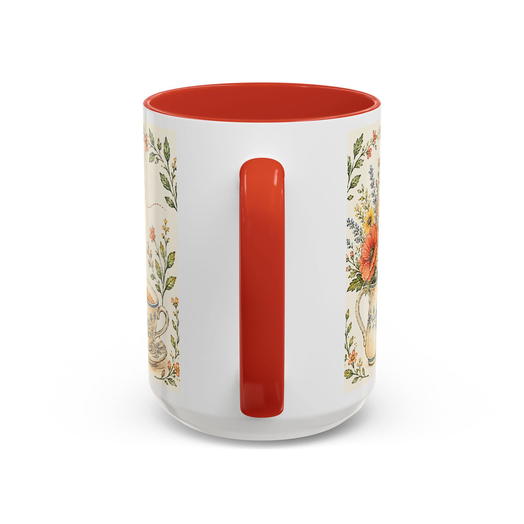 Slow Living Coffee Mug — "soft days, simple joys" Floral Accent Mug