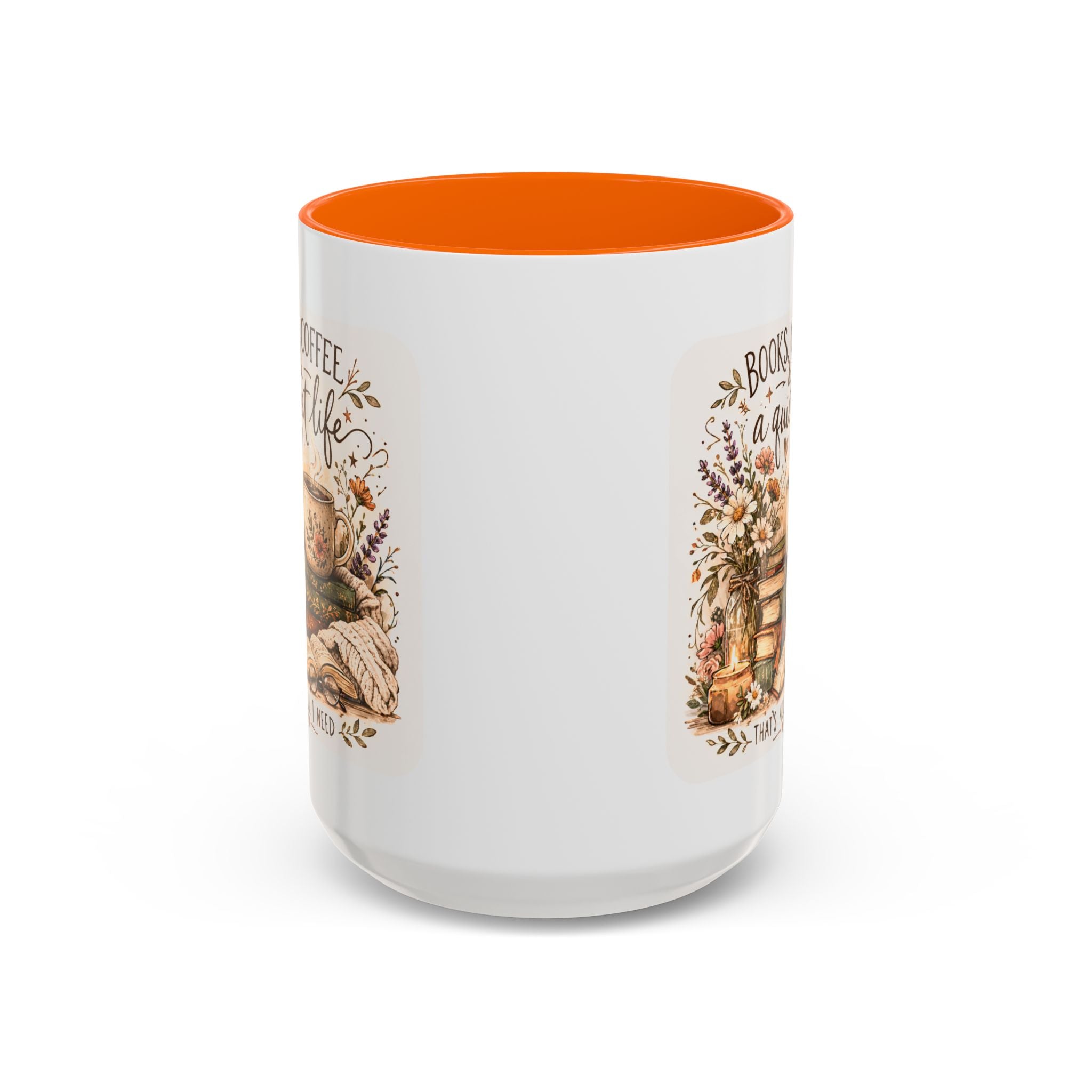 Books, Coffee & A Quiet Life Accent Coffee Mug — Cozy Literary Tea Cup (11/15oz)
