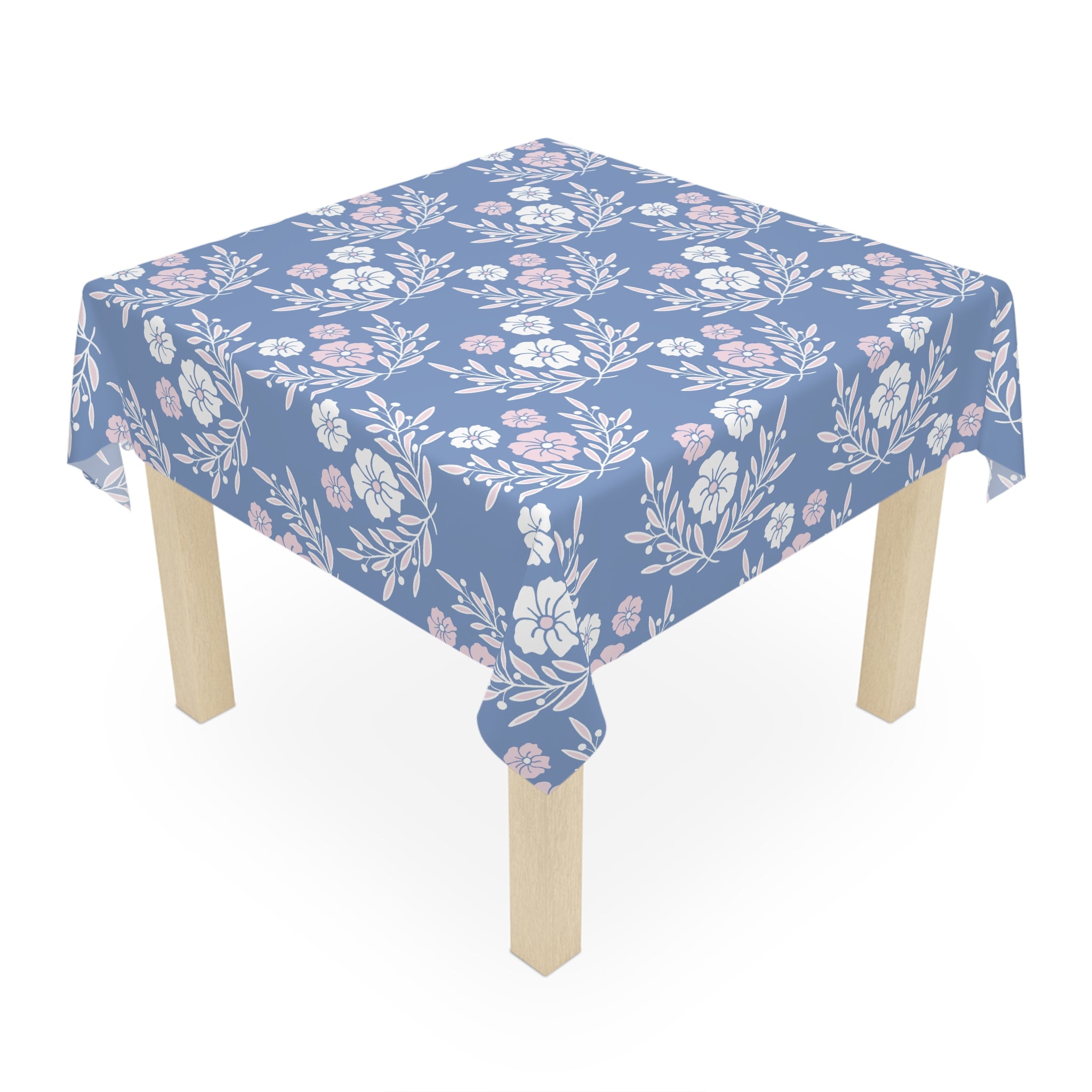 Blue Floral Tablecloth – Vintage Cottagecore Garden Pattern for Dining & Tea Parties