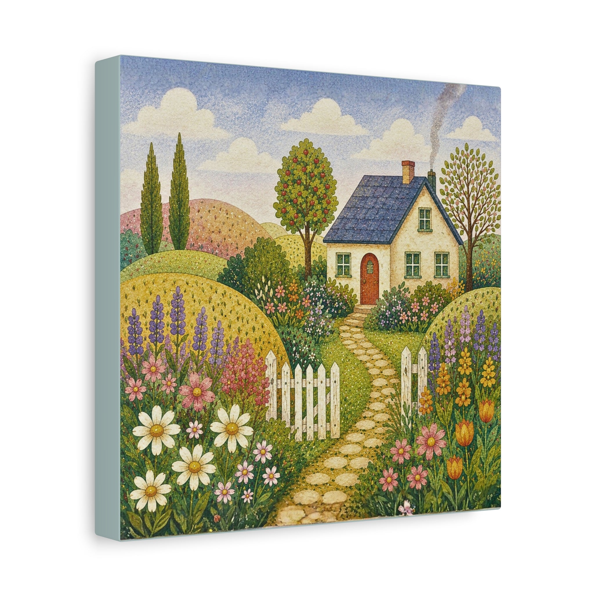 Cottage Garden Canvas Wall Art — Stretched Matte Floral Home Decor