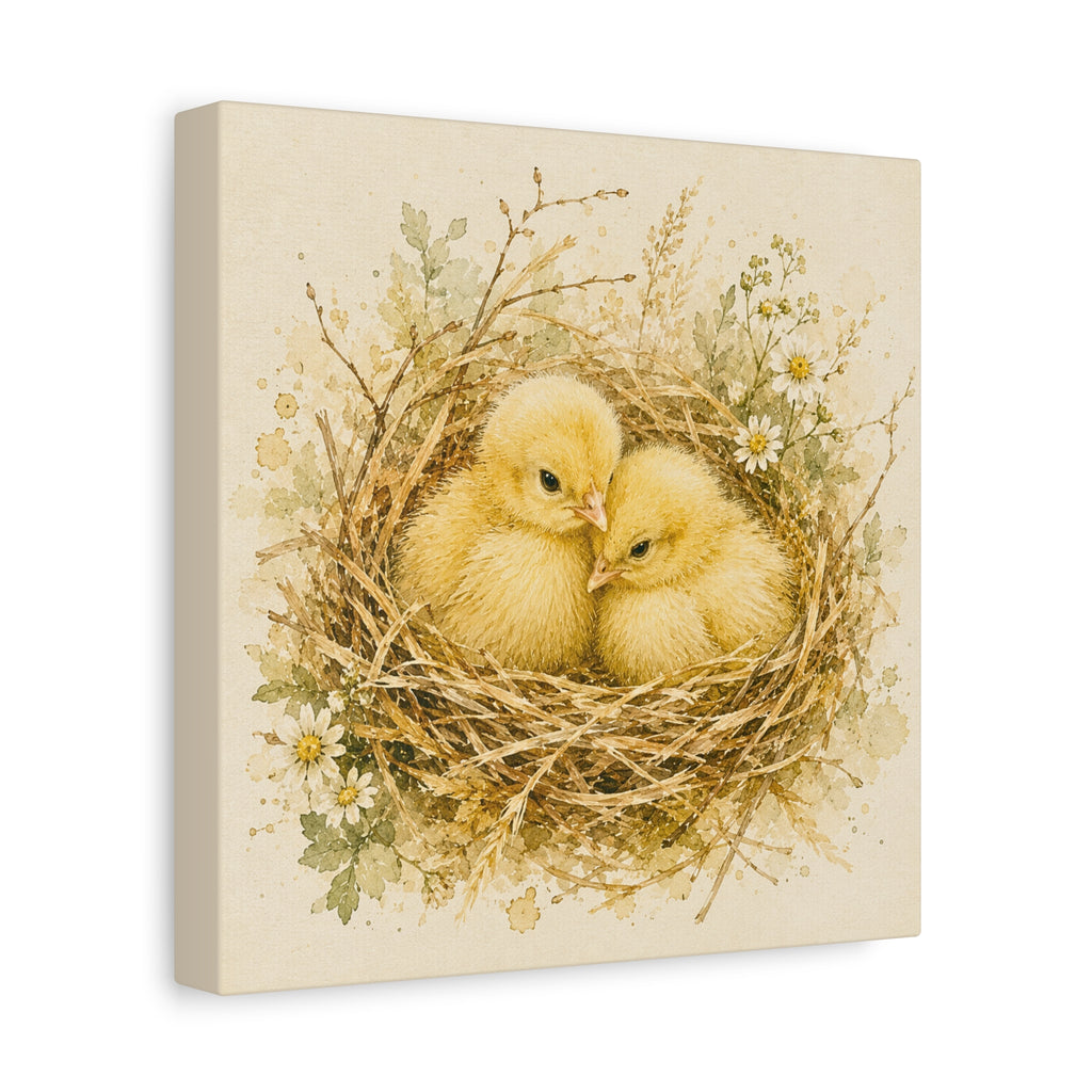 Chick Nest Canvas — Vintage Baby Chicks Wall Art