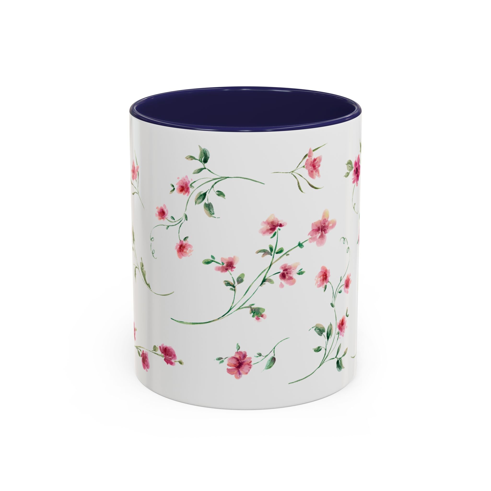 Floral Accent Coffee Mug – Pink Watercolor Blossoms (11/15oz)
