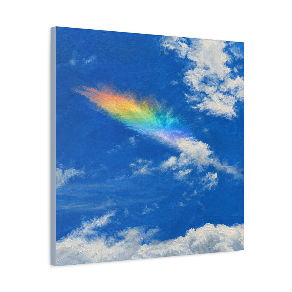 Rainbow Feather Cloud Matte Canvas Wall Art — Stretched Sky Landscape Print