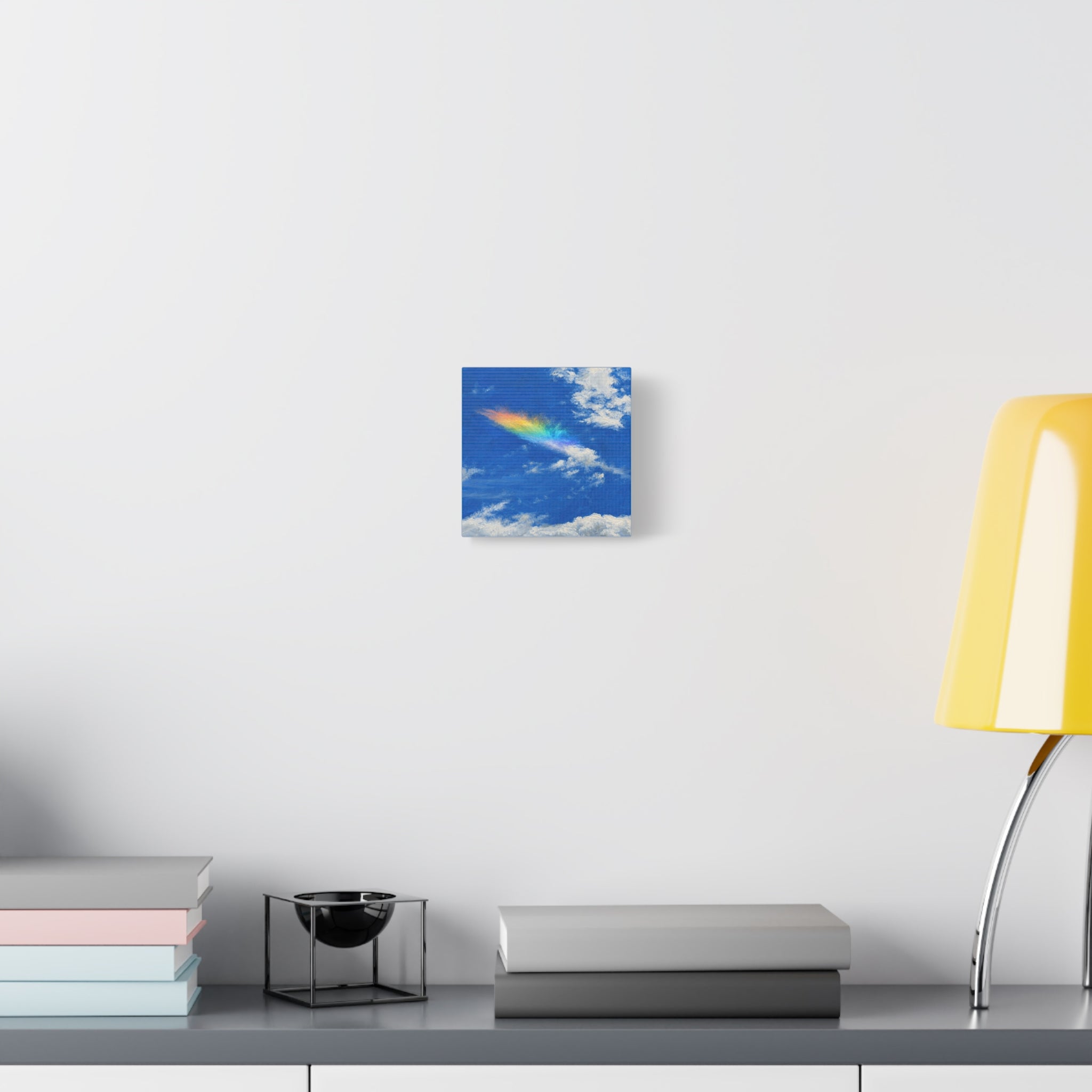 Rainbow Feather Cloud Matte Canvas Wall Art — Stretched Sky Landscape Print