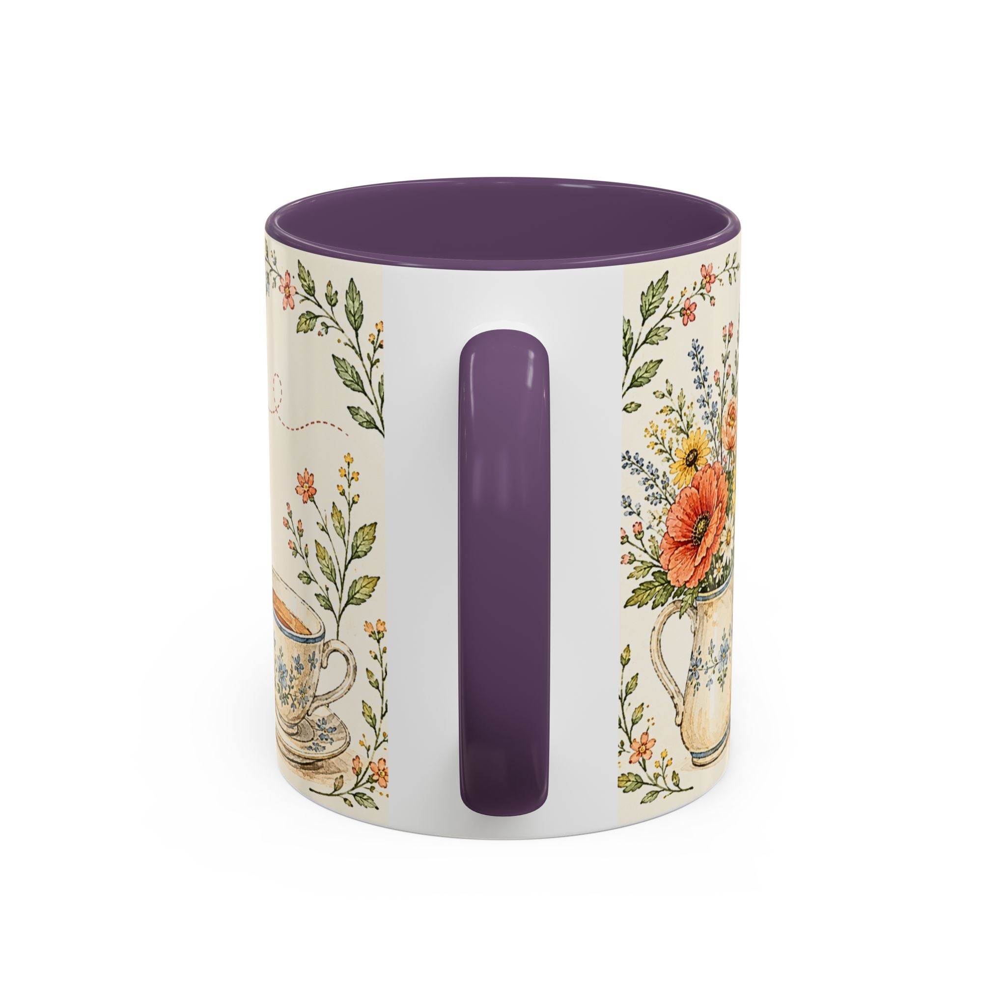 Slow Living Coffee Mug — "soft days, simple joys" Floral Accent Mug