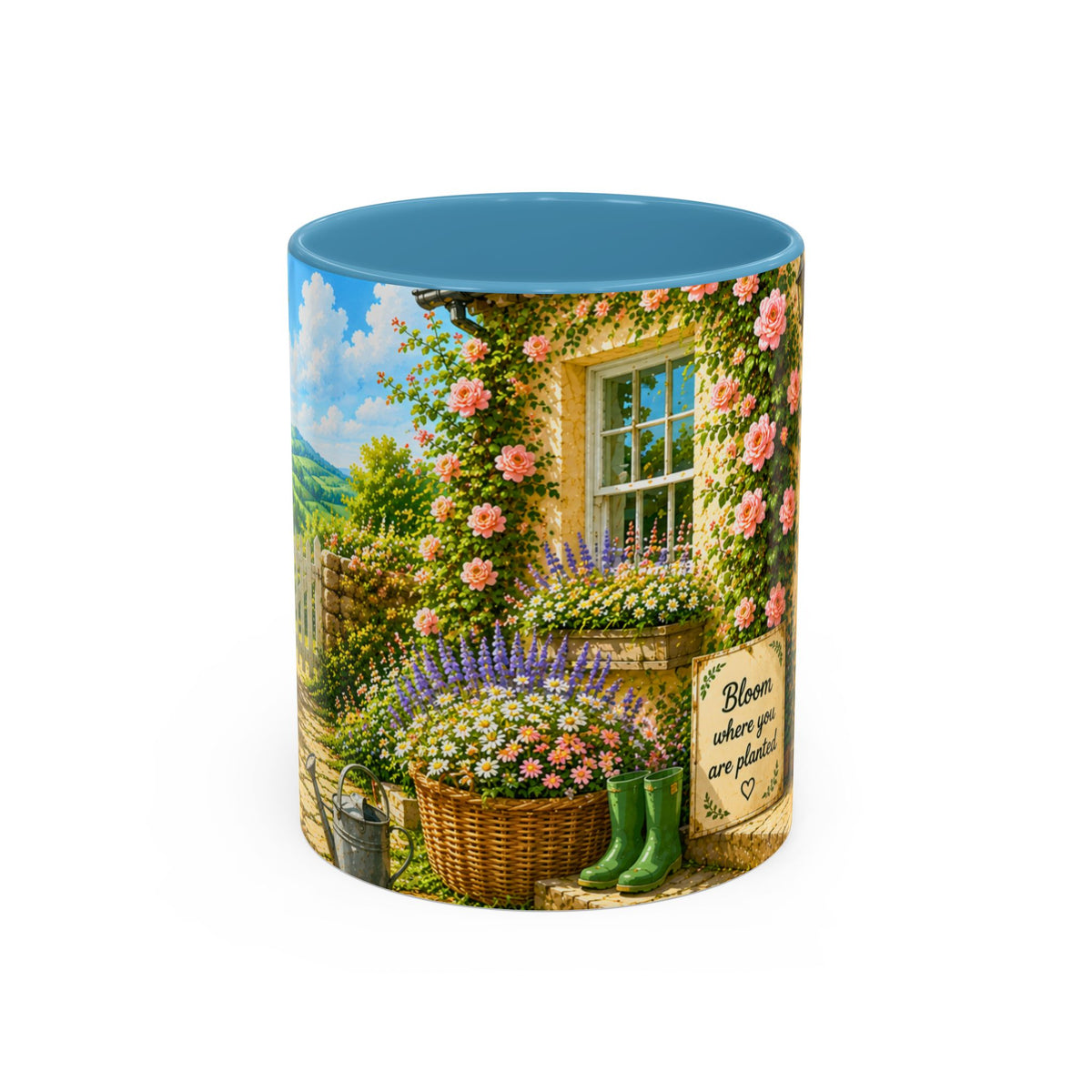 Floral Cottage Coffee Mug – 'Bloom Where You Are Planted' Accent Mug