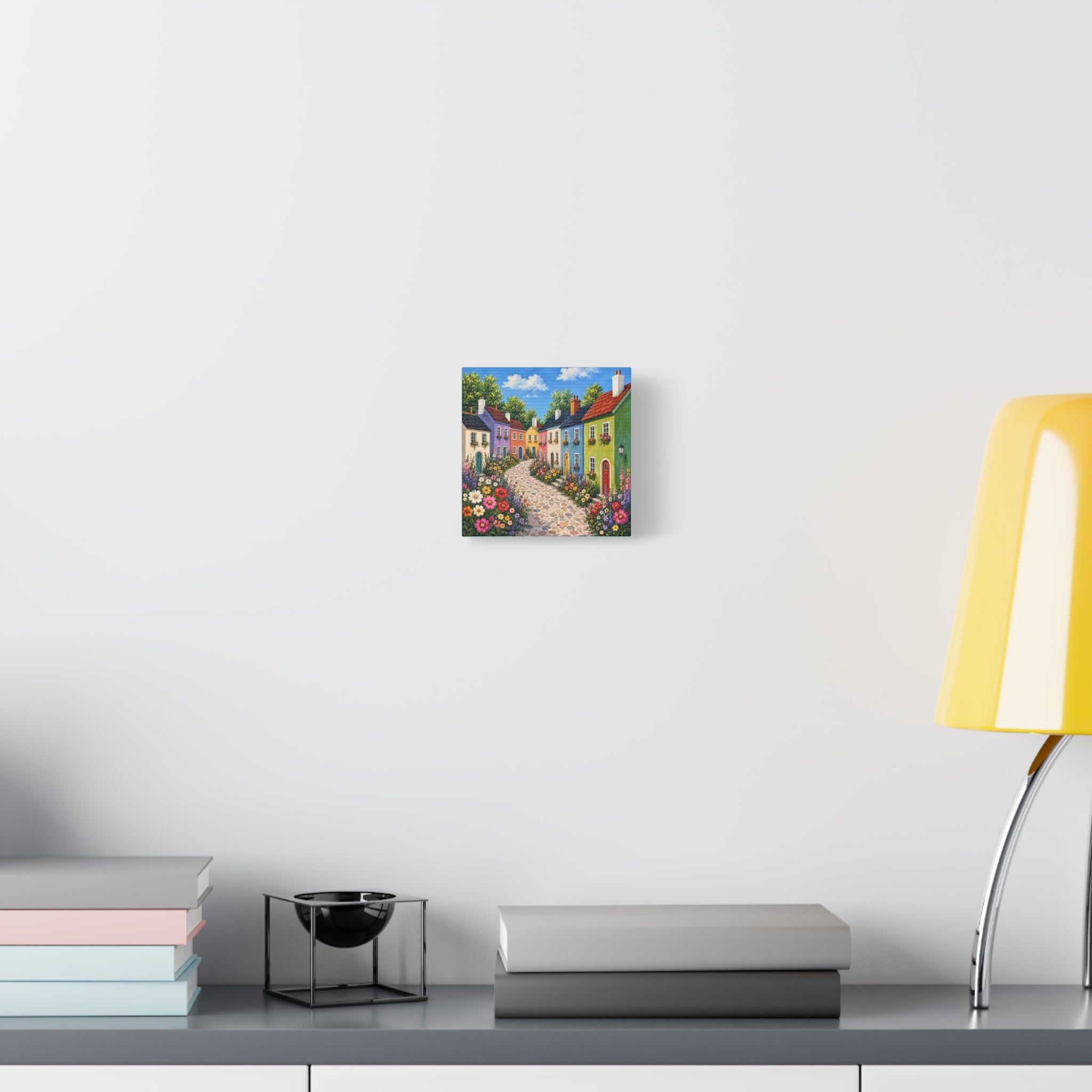 Colorful Cottage Street Matte Canvas Wall Art – Stretched 1.25"