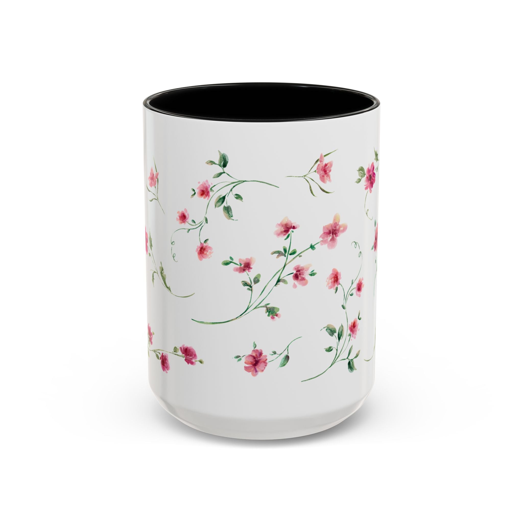 Floral Accent Coffee Mug – Pink Watercolor Blossoms (11/15oz)
